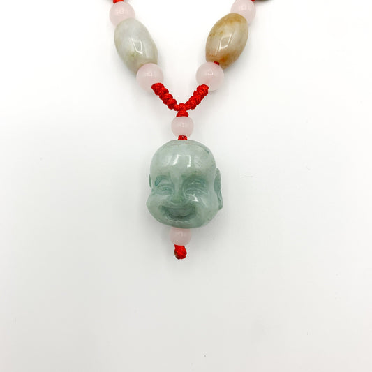 Jadeite Jade Buddha Head Carved Pendant Necklace, YW-0110-1645917245 - AriaDesignCollection