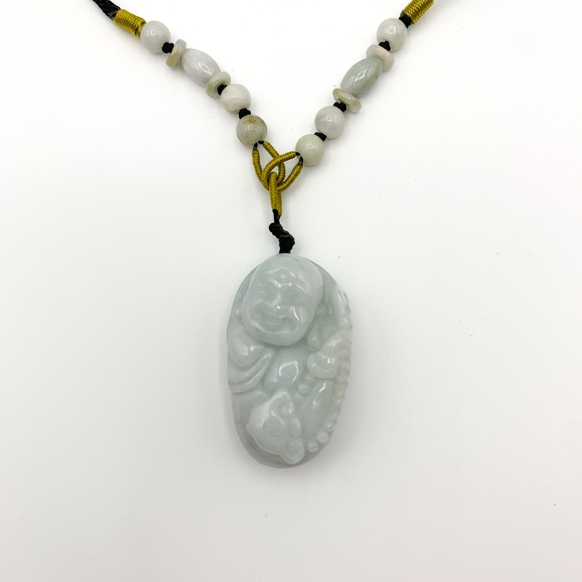 Jadeite Jade Happy Buddha Carved Pendant, YW-0110-1647012807 - AriaDesignCollection