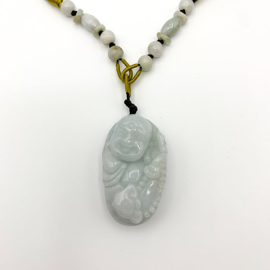 Jadeite Jade Happy Buddha Carved Pendant, YW-0110-1647012807 - AriaDesignCollection