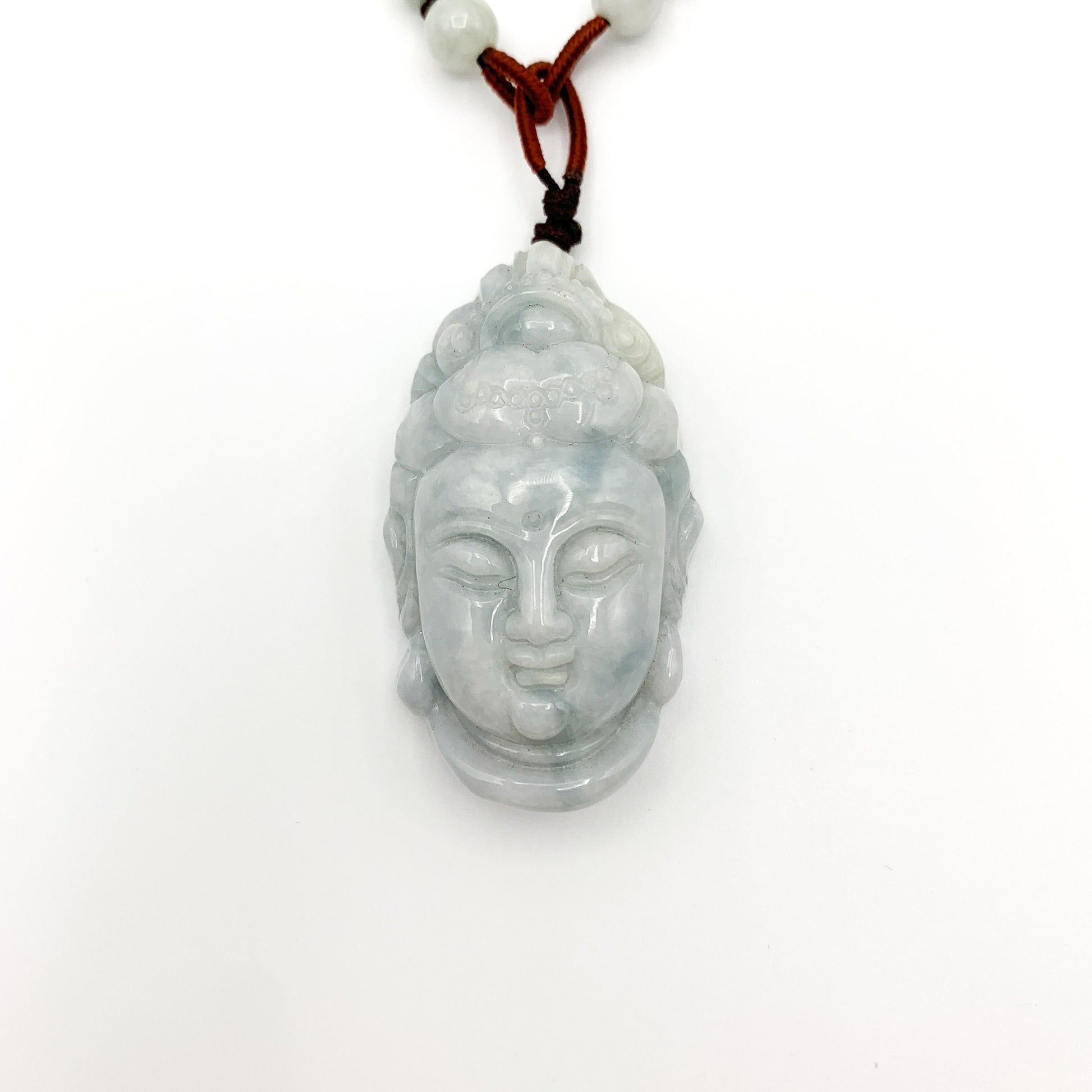 Jadeite Jade Guan Yin Head Carved Pendant Necklace, Jade Quan Am, Jade Kuan Yin, YW-0110-1646848256 - AriaDesignCollection