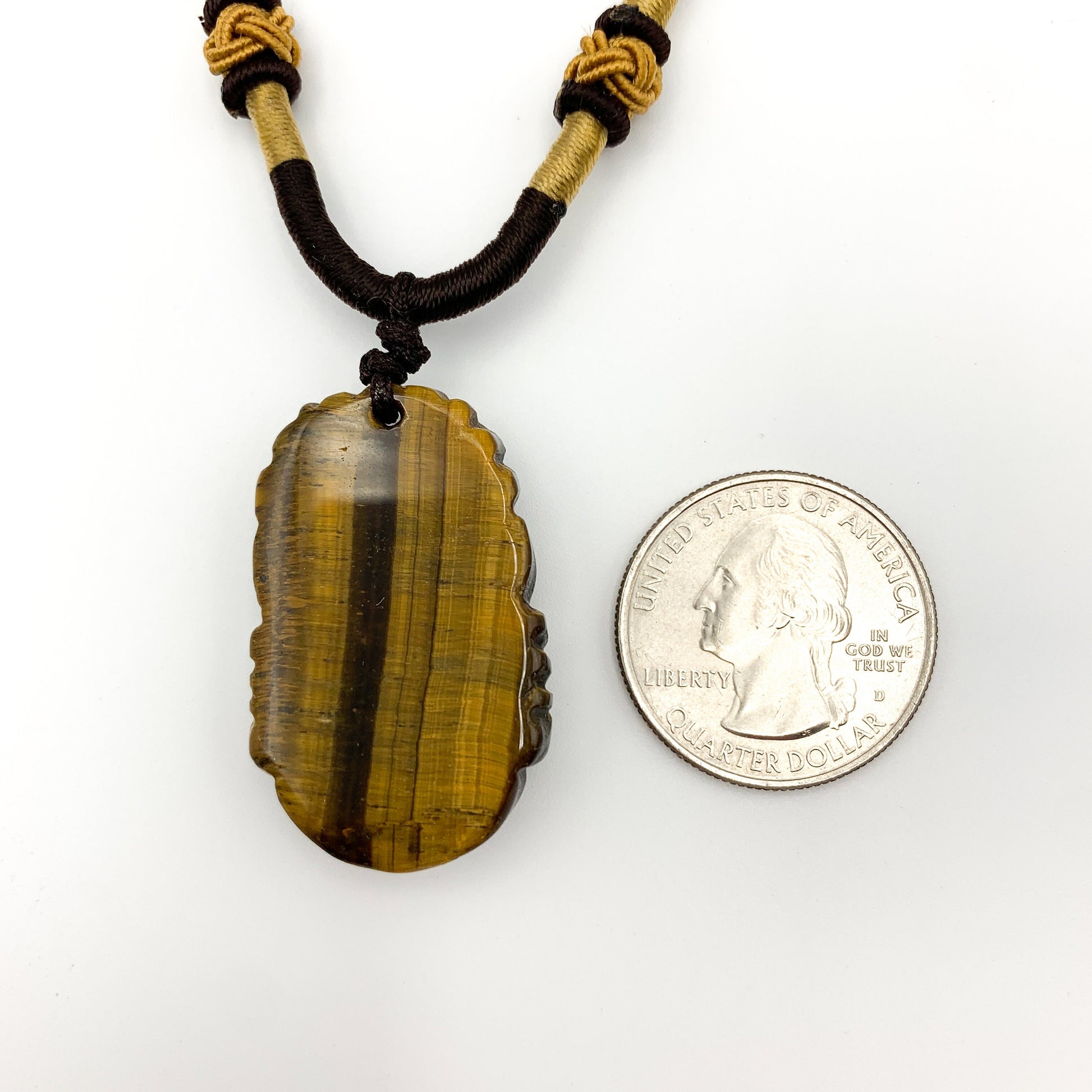 Tiger Eye Ox Bull Cow Chinese Zodiac Carved Rustic Pendant Necklace, YW-0110-1647012783 - AriaDesignCollection