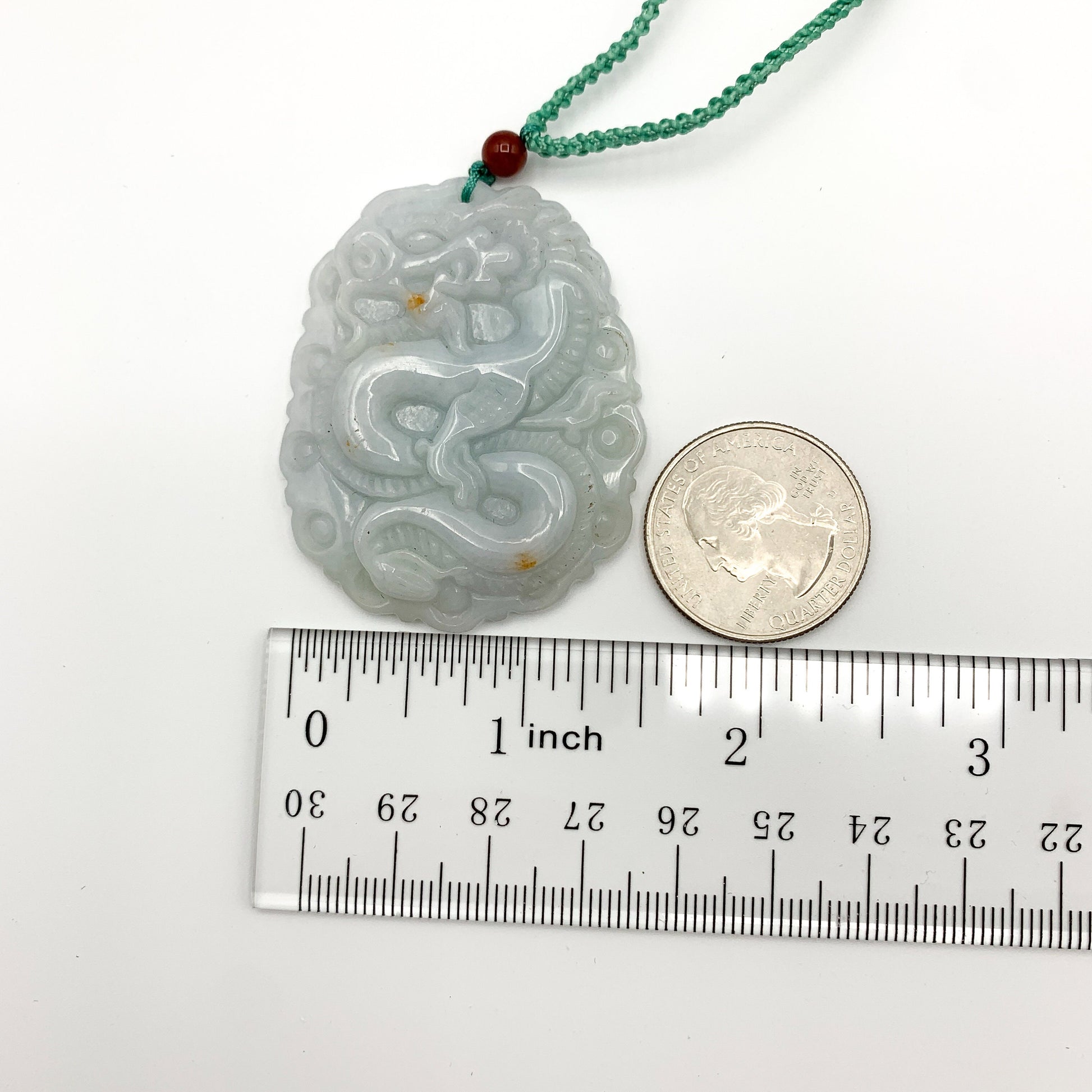 Jadeite Jade Dragon Chinese Zodiac Hand Carved Pendant Necklace, YJ-0321-0328593 - AriaDesignCollection
