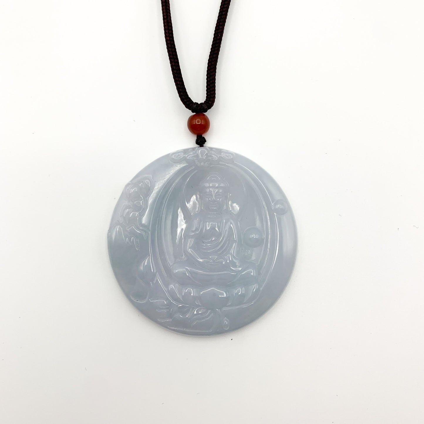 Large Jadeite Jade Amitabha Buddha Amita Amida Carved Pendant Necklace, YJ-0321-0336685 - AriaDesignCollection