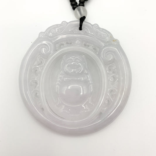 Large Jadeite Jade Spinning Happy Buddha Carved Pendant, YJ-0321-0357740 - AriaDesignCollection