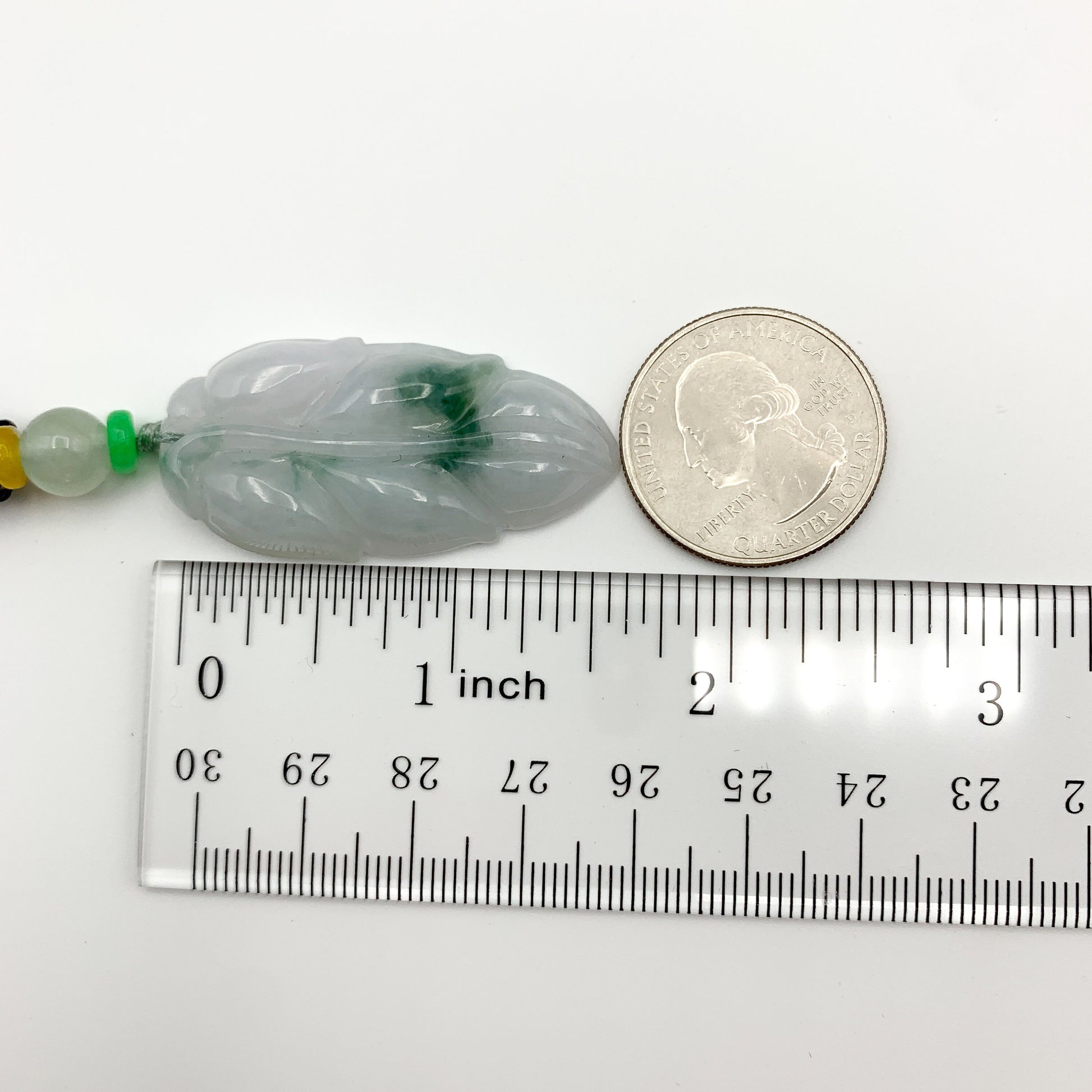 Jadeite Jade Leaf Minimalist Pendant Hand Carved Necklace, YJ-0321-0446764 - AriaDesignCollection