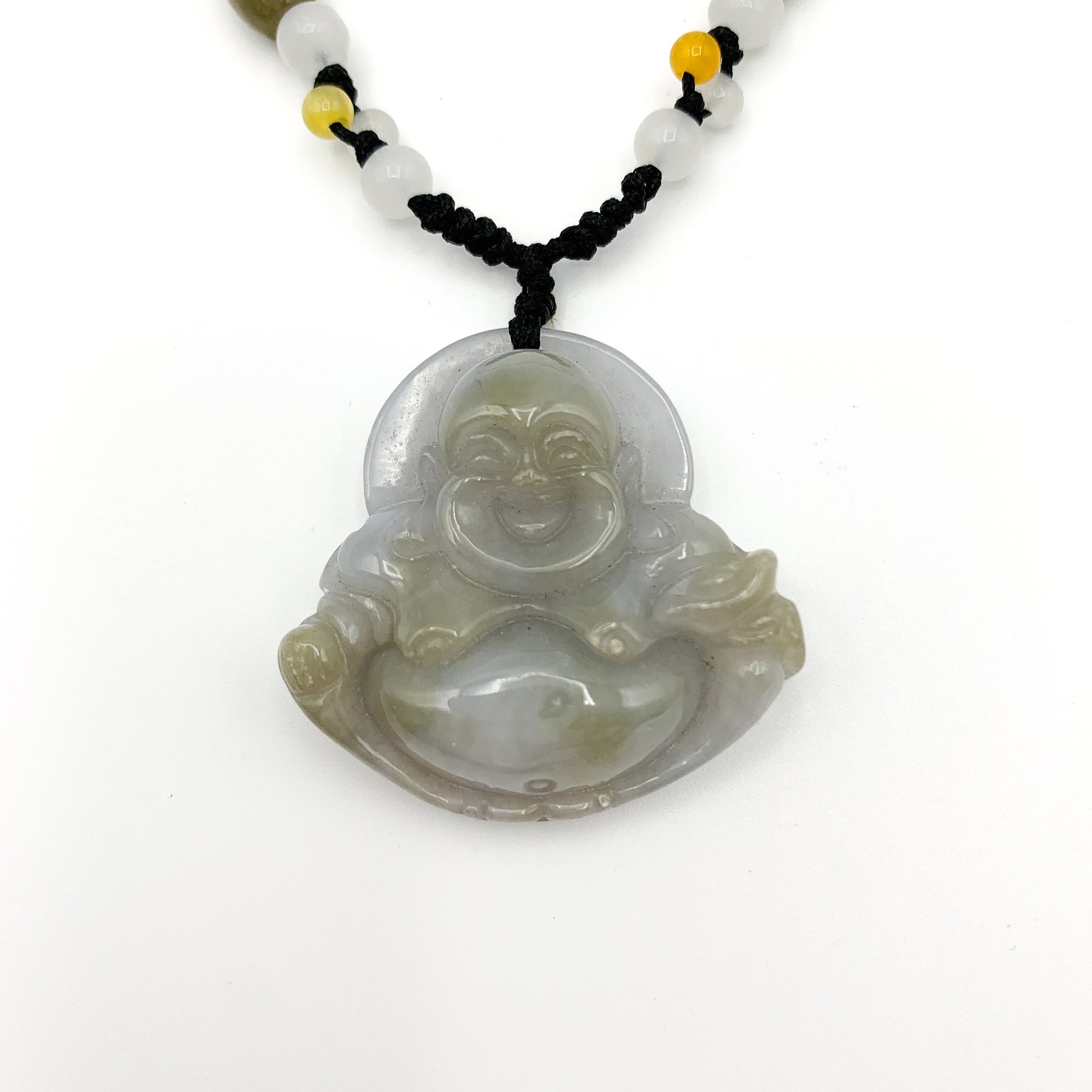 Jadeite Jade Happy Laughing Buddha Carved Pendant, YW-0110-1647012599 - AriaDesignCollection