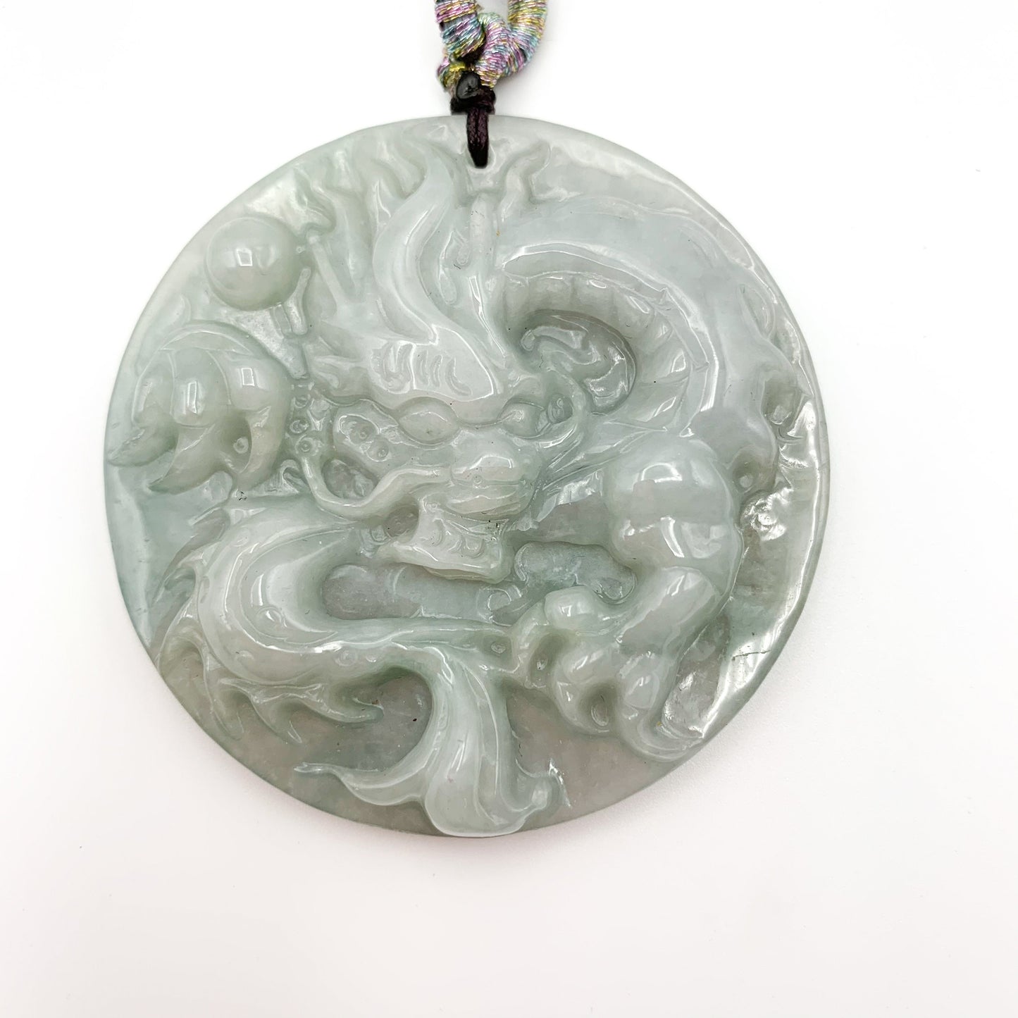 Jadeite Jade Dragon Chinese Zodiac Hand Carved Pendant Necklace, YJ-0321-0442954 - AriaDesignCollection