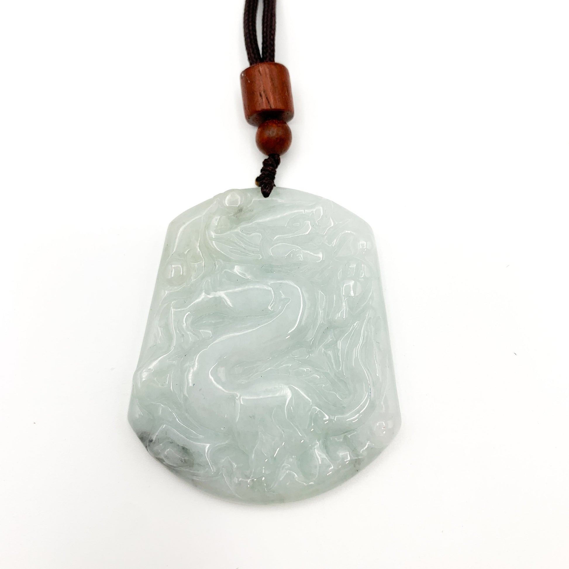 Jadeite Jade Dragon Chinese Zodiac Hand Carved Pendant Necklace, YJ-0321-0463677 - AriaDesignCollection