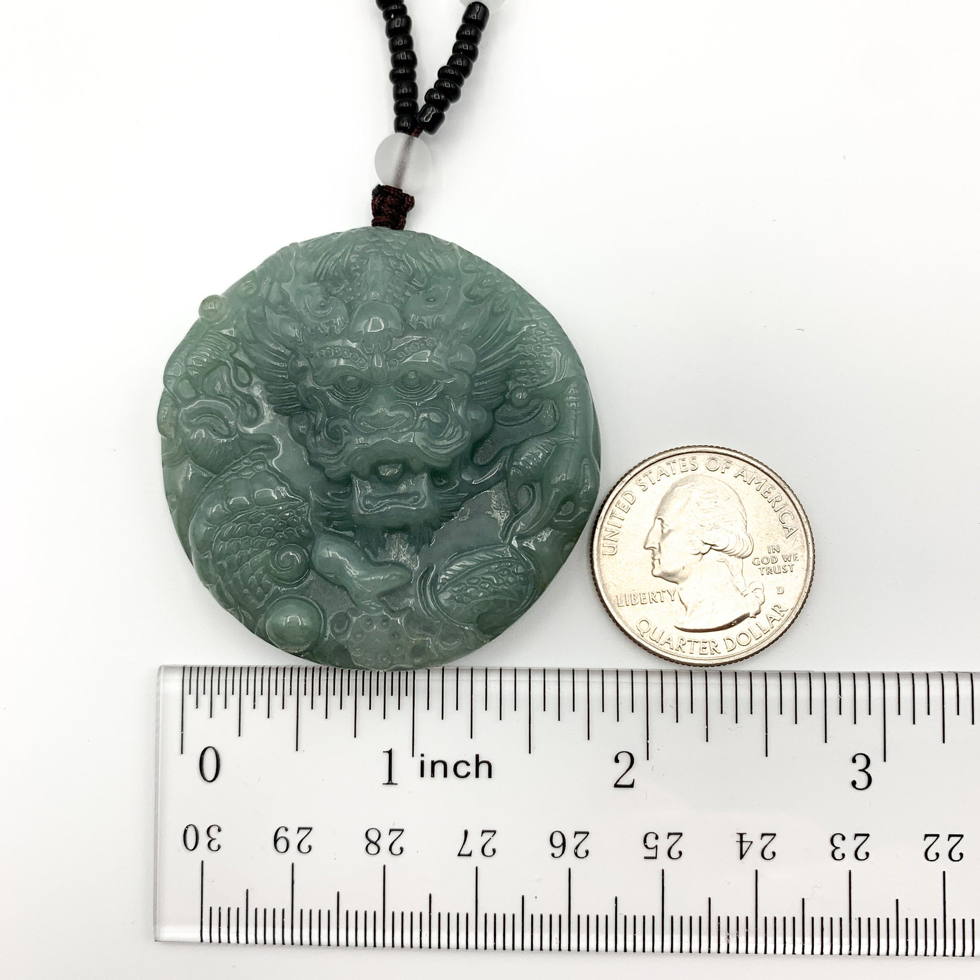 Jadeite Jade Dragon Chinese Zodiac Hand Carved Pendant Necklace, YJ-0321-0329824 - AriaDesignCollection