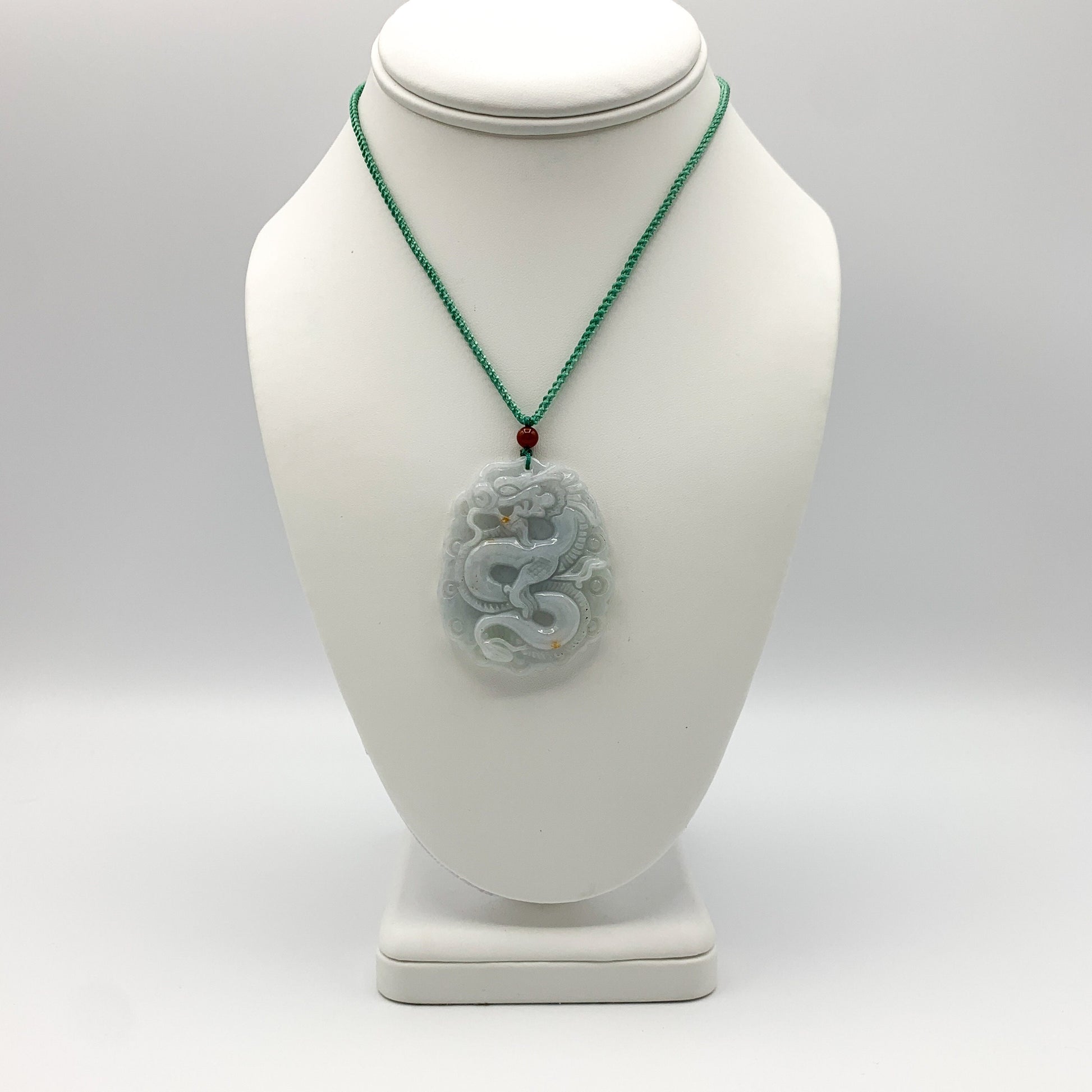 Jadeite Jade Dragon Chinese Zodiac Hand Carved Pendant Necklace, YJ-0321-0328593 - AriaDesignCollection