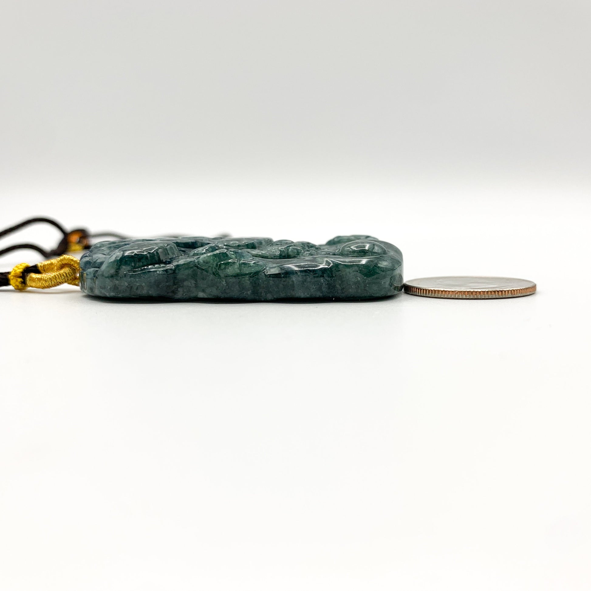 Green Jadeite Jade Dragon Chinese Zodiac Hand Carved Pendant Necklace, YJ-0321-0360443 - AriaDesignCollection