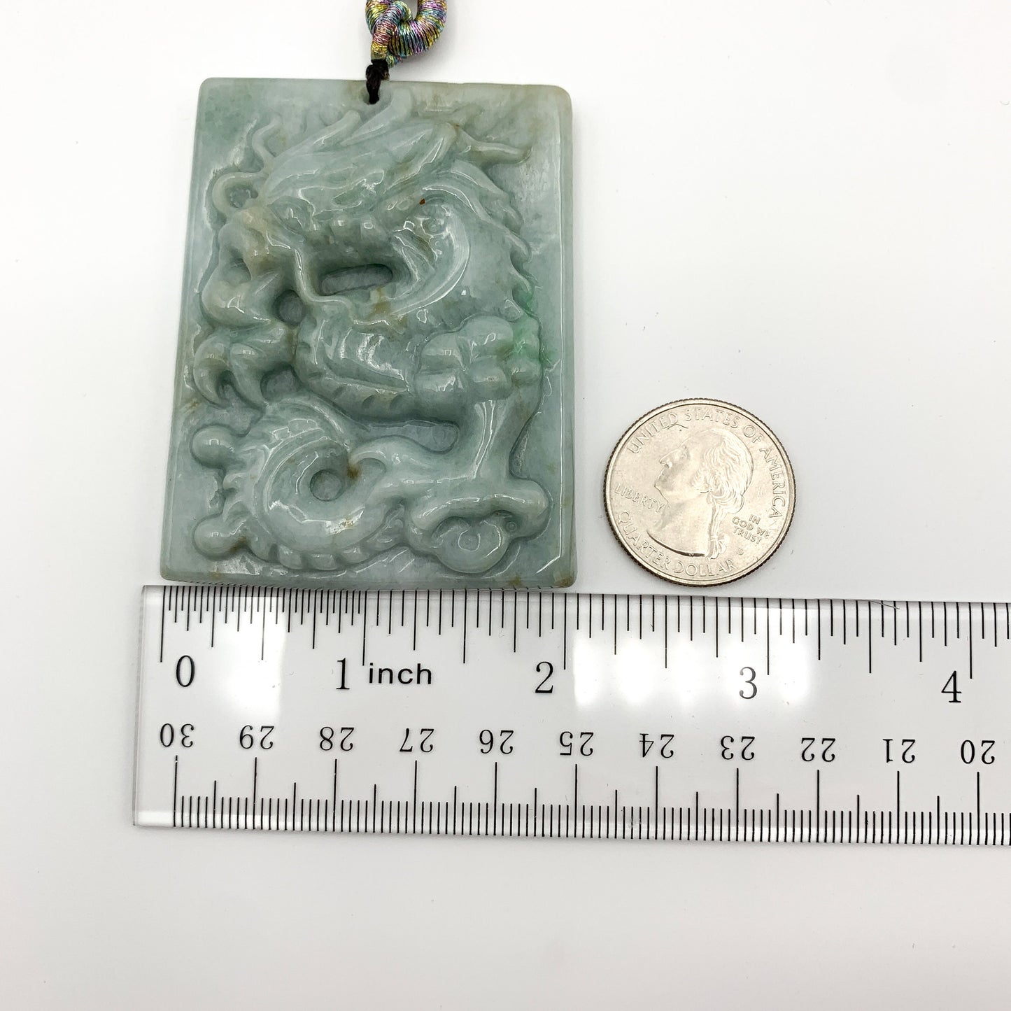 Large Jadeite Jade Dragon Chinese Zodiac Hand Carved Pendant Necklace, YJ-0321-0326620-1 - AriaDesignCollection