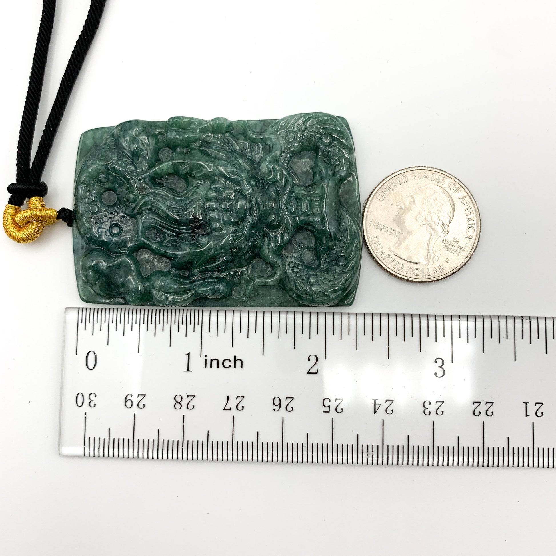 Green Jadeite Jade Dragon Chinese Zodiac Hand Carved Pendant Necklace, YJ-0321-0463722 - AriaDesignCollection