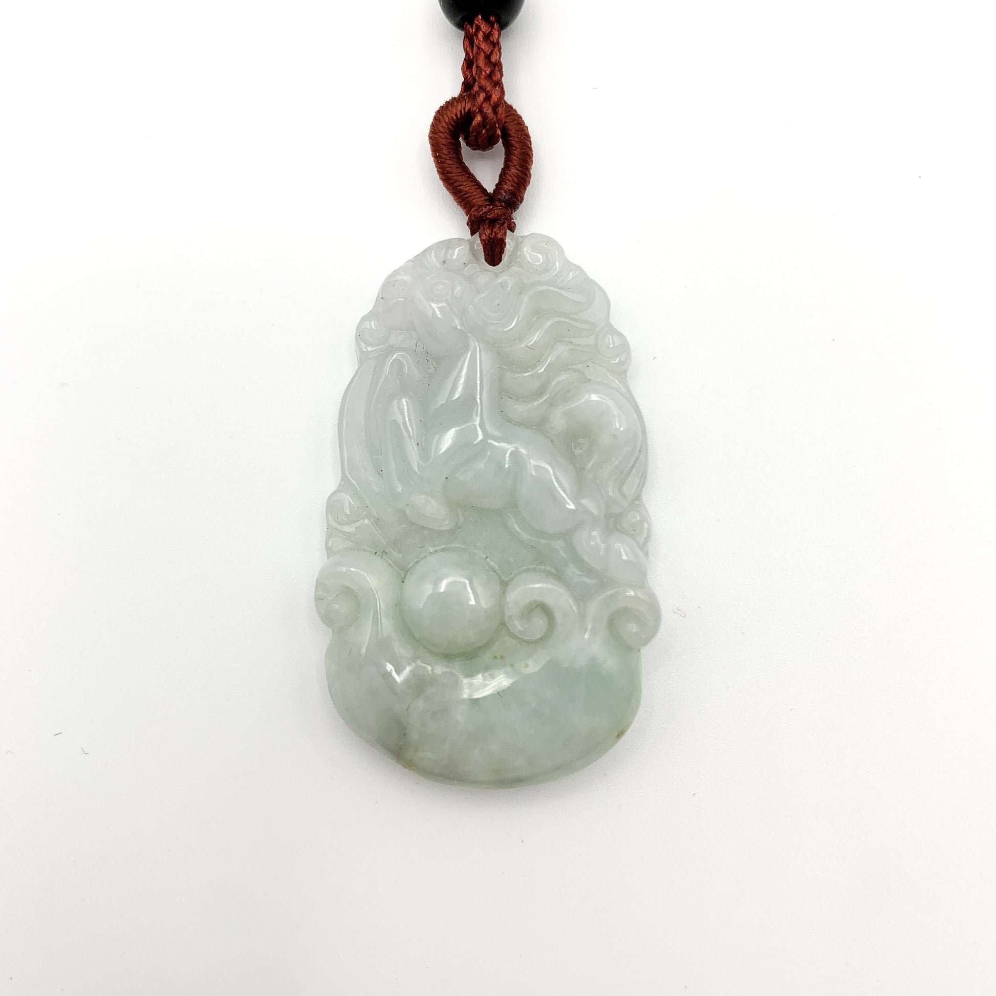Jadeite Jade Horse Chinese Zodiac Carved Pendant Necklace, YJ-0321-0328270-10 - AriaDesignCollection