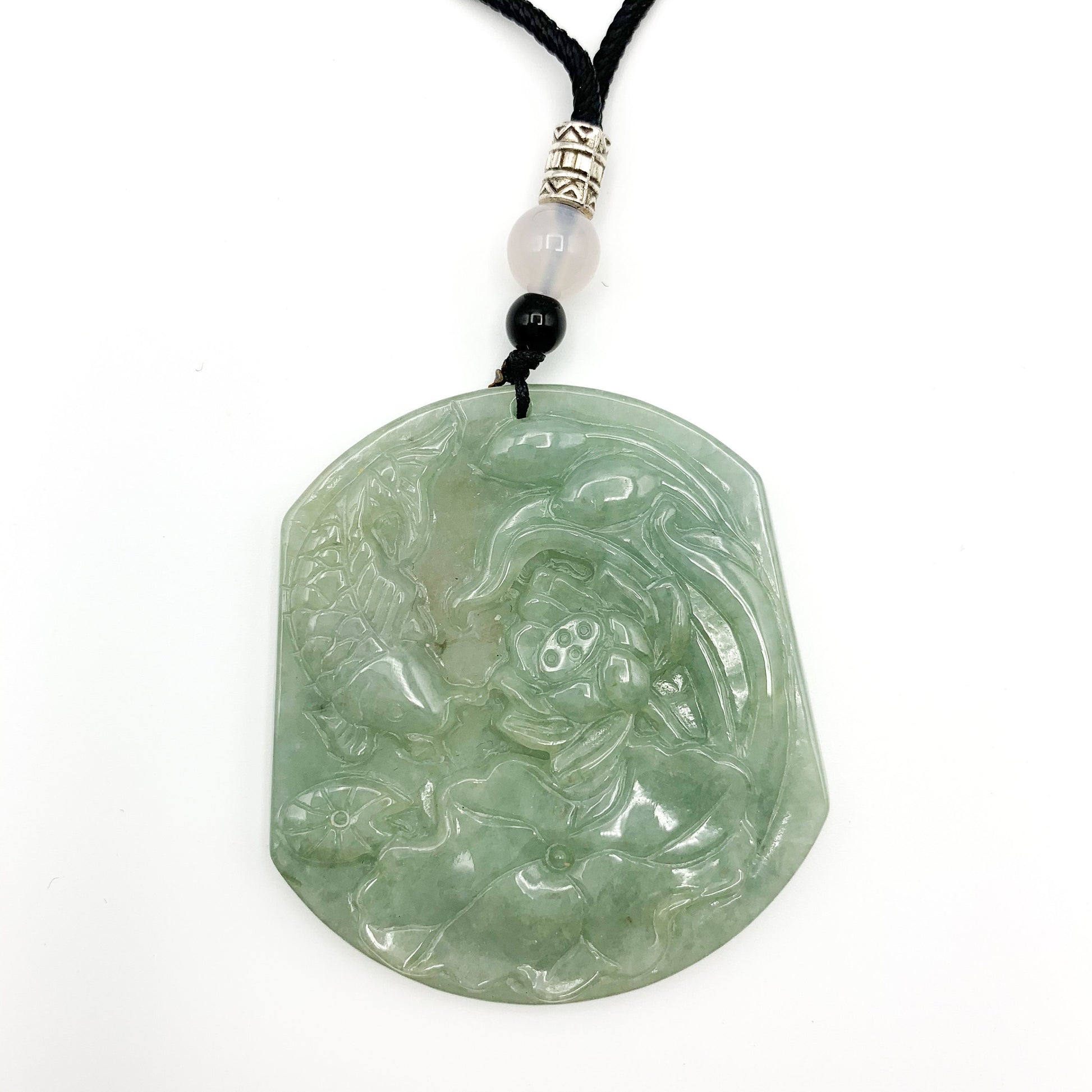 Jadeite Jade Fish Chinese Carved Pendant, Fish Pendant, Fish Necklace, RLXE-0321-0001020 - AriaDesignCollection