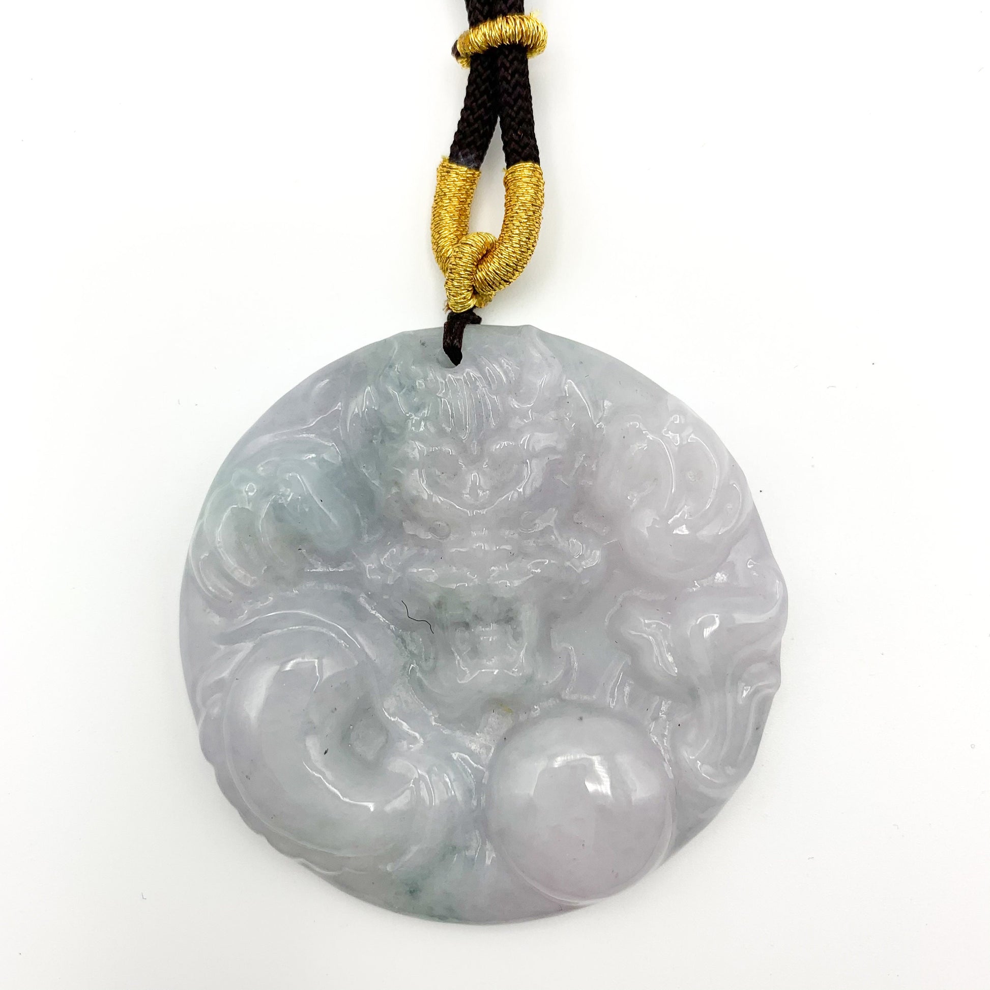 Purple Green Jadeite Jade Dragon Chinese Zodiac Hand Carved Pendant Necklace, - AriaDesignCollection