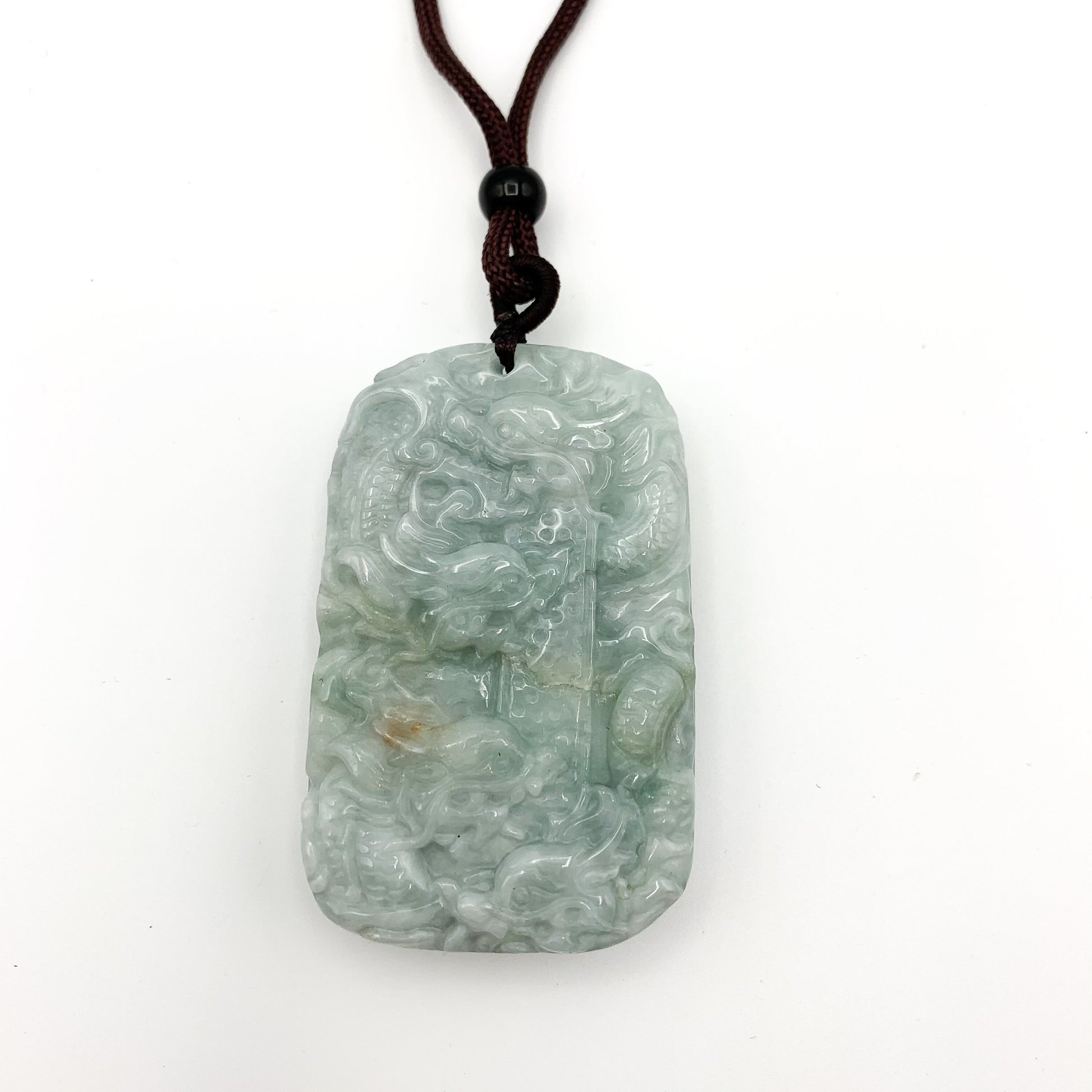 9 Dragon Jadeite Jade Chinese Zodiac Hand Carved Pendant Necklace, YJ-0321-0343576 - AriaDesignCollection