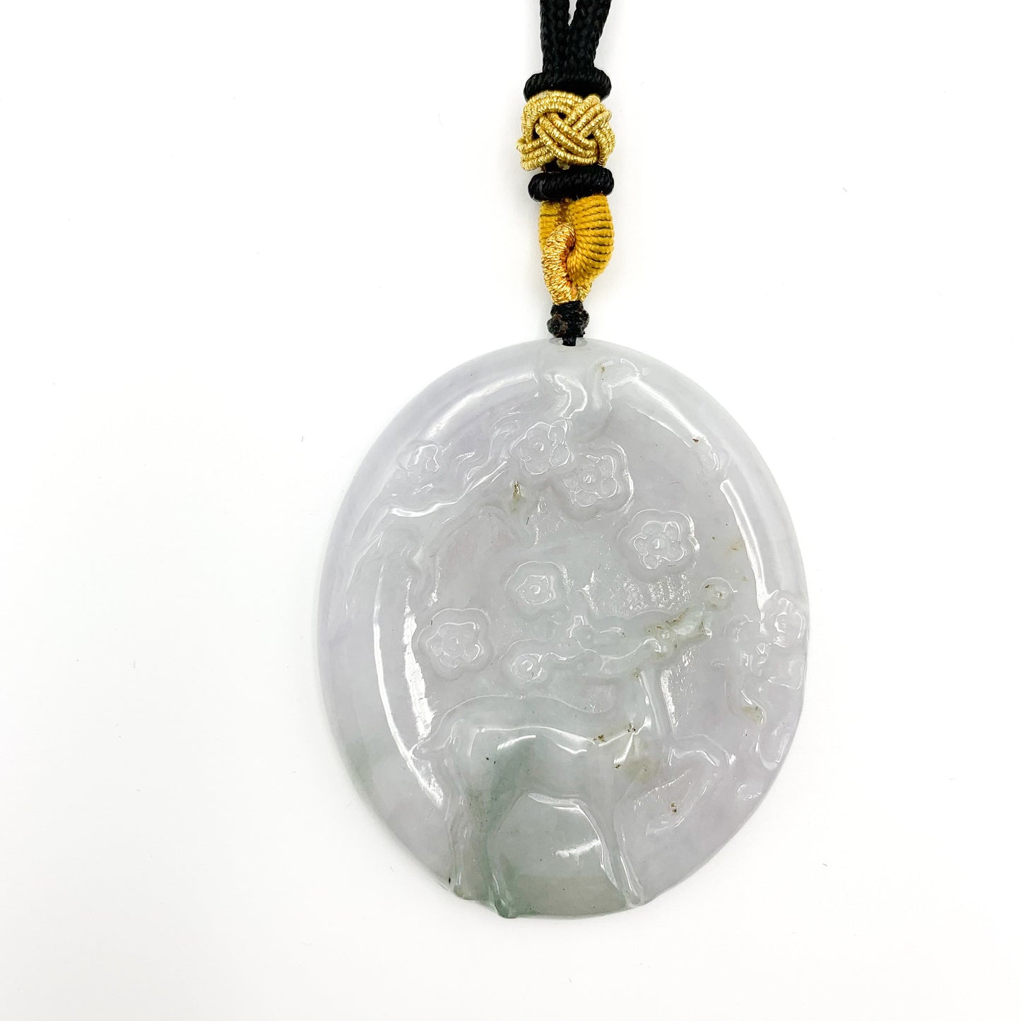 Jadeite Jade Deer in Forest Hand Carved Pendant Necklace, YJ-0321-0332123 - AriaDesignCollection