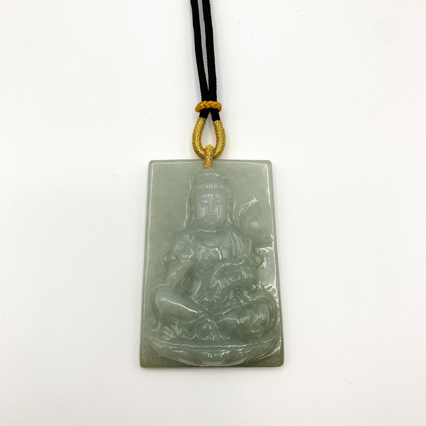 Jadeite Jade Guan Yin Avalokiteshvara Hand Carved Pendant Necklace, YJ-0321-0469026 - AriaDesignCollection
