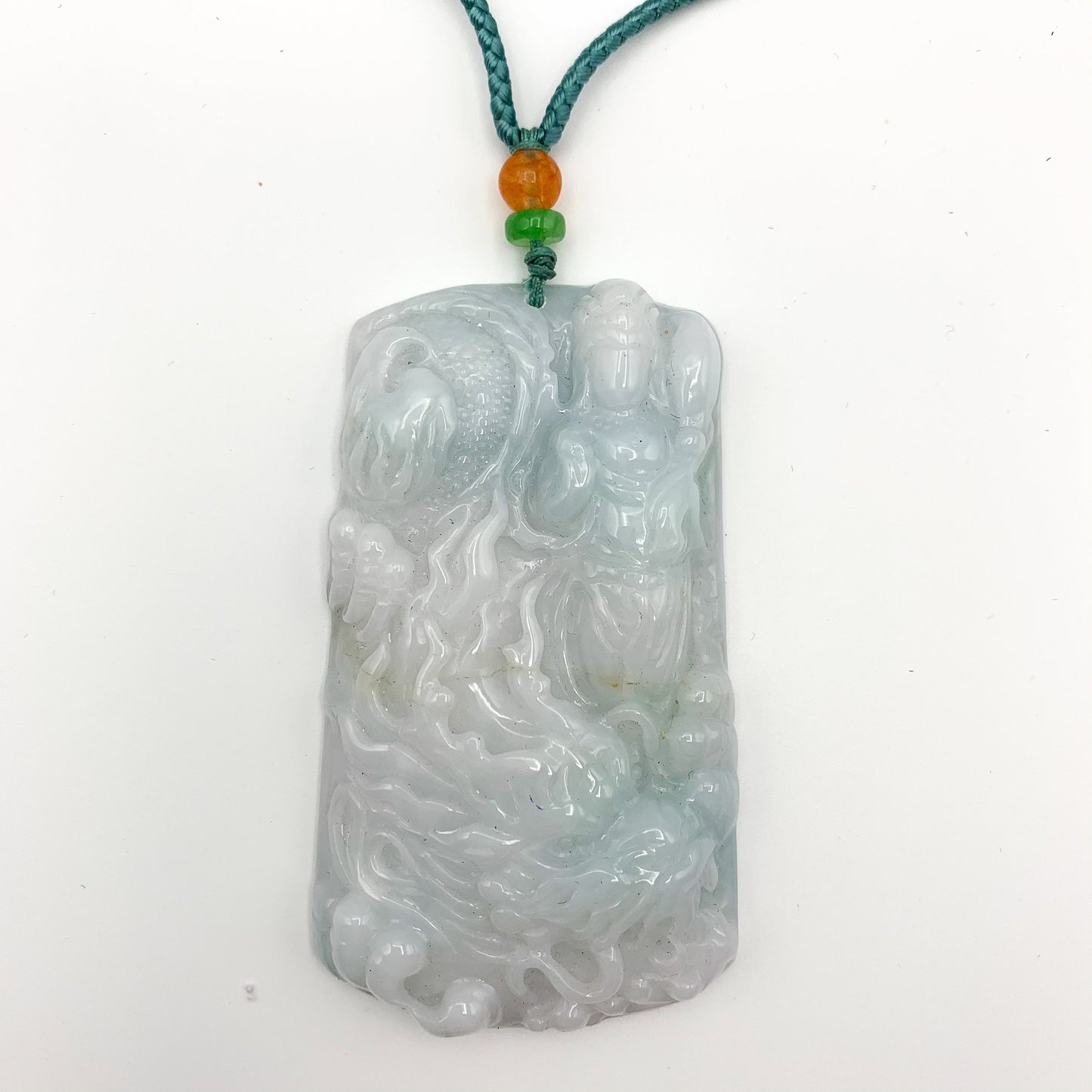 Very Large Jadeite Jade Dragon Protecting Master Necklace, YJ-0321-0361085 - AriaDesignCollection