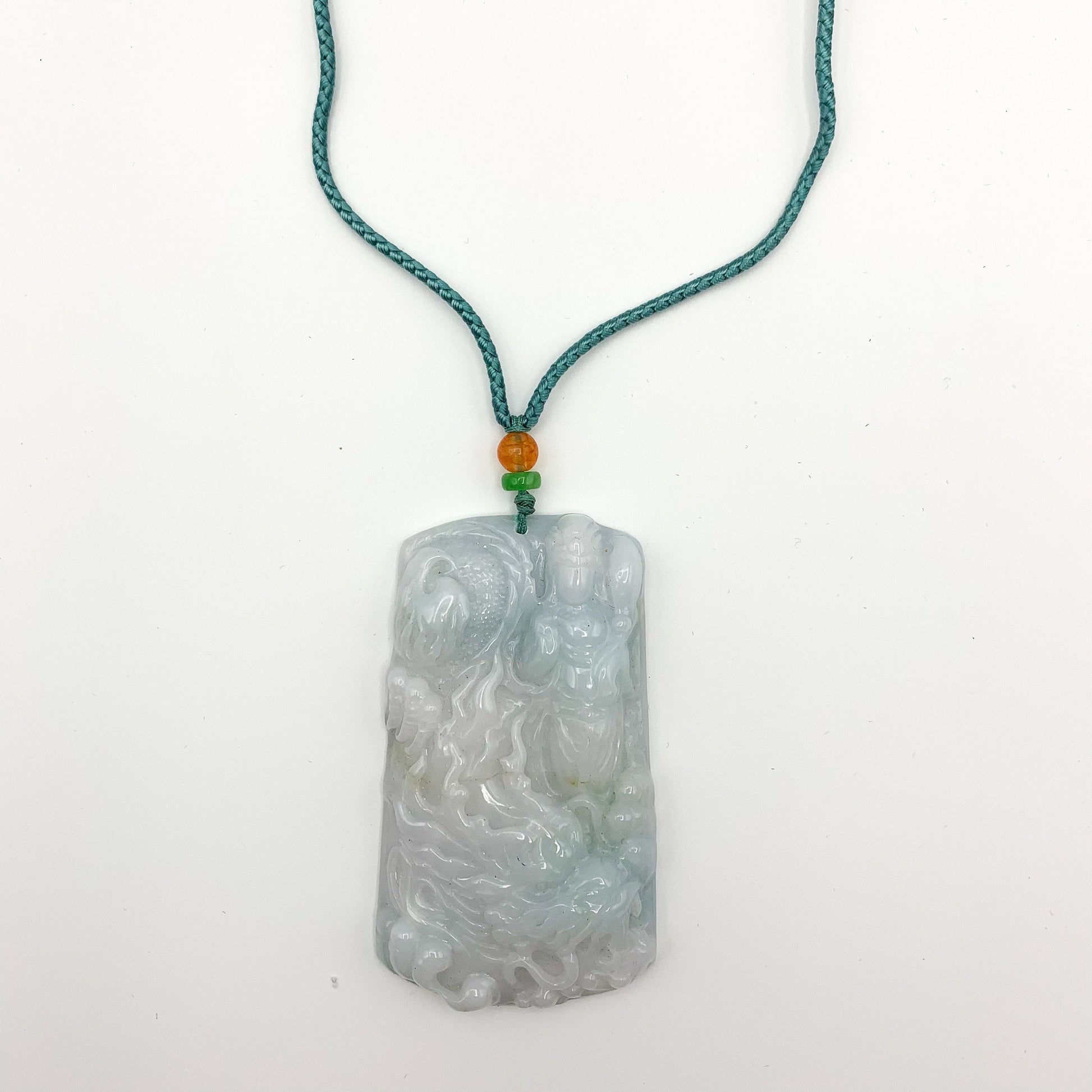 Very Large Jadeite Jade Dragon Protecting Master Necklace, YJ-0321-0361085 - AriaDesignCollection