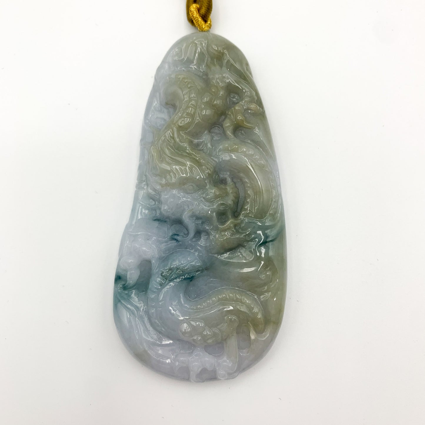 Large Jadeite Jade Dragon Chinese Zodiac Hand Carved Pendant Necklace, YJ-0321-0330053 - AriaDesignCollection