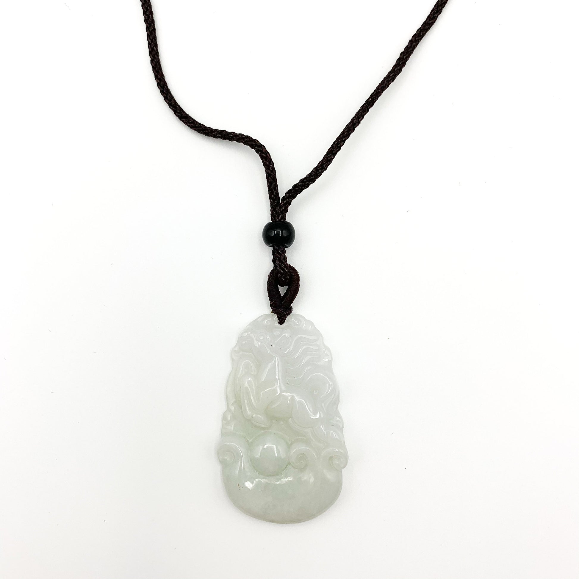 Jadeite Jade Horse Chinese Zodiac Carved Pendant Necklace, YJ-0321-0462573-9 - AriaDesignCollection