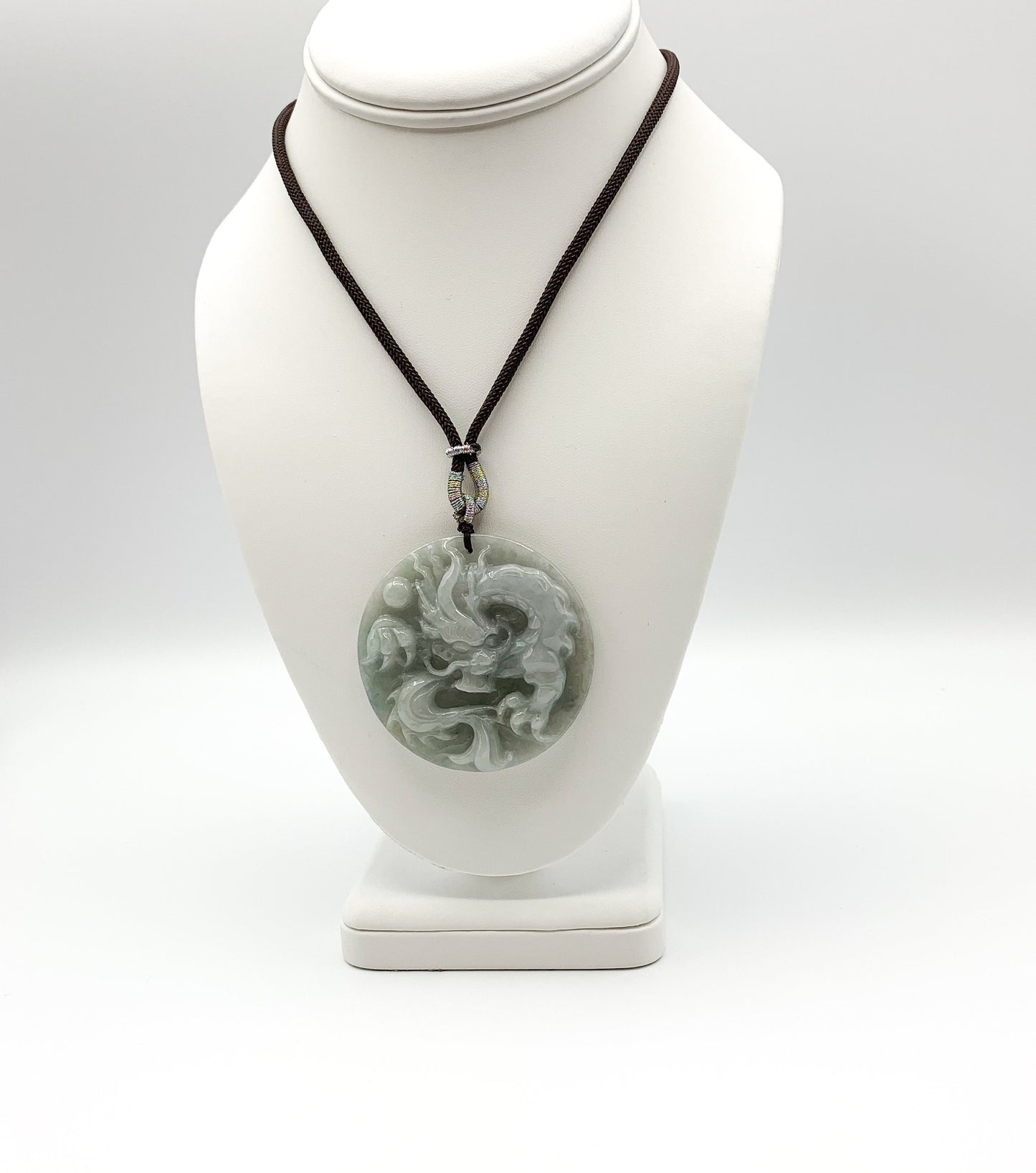Jadeite Jade Dragon Chinese Zodiac Hand Carved Pendant Necklace, YJ-0321-0442954 - AriaDesignCollection