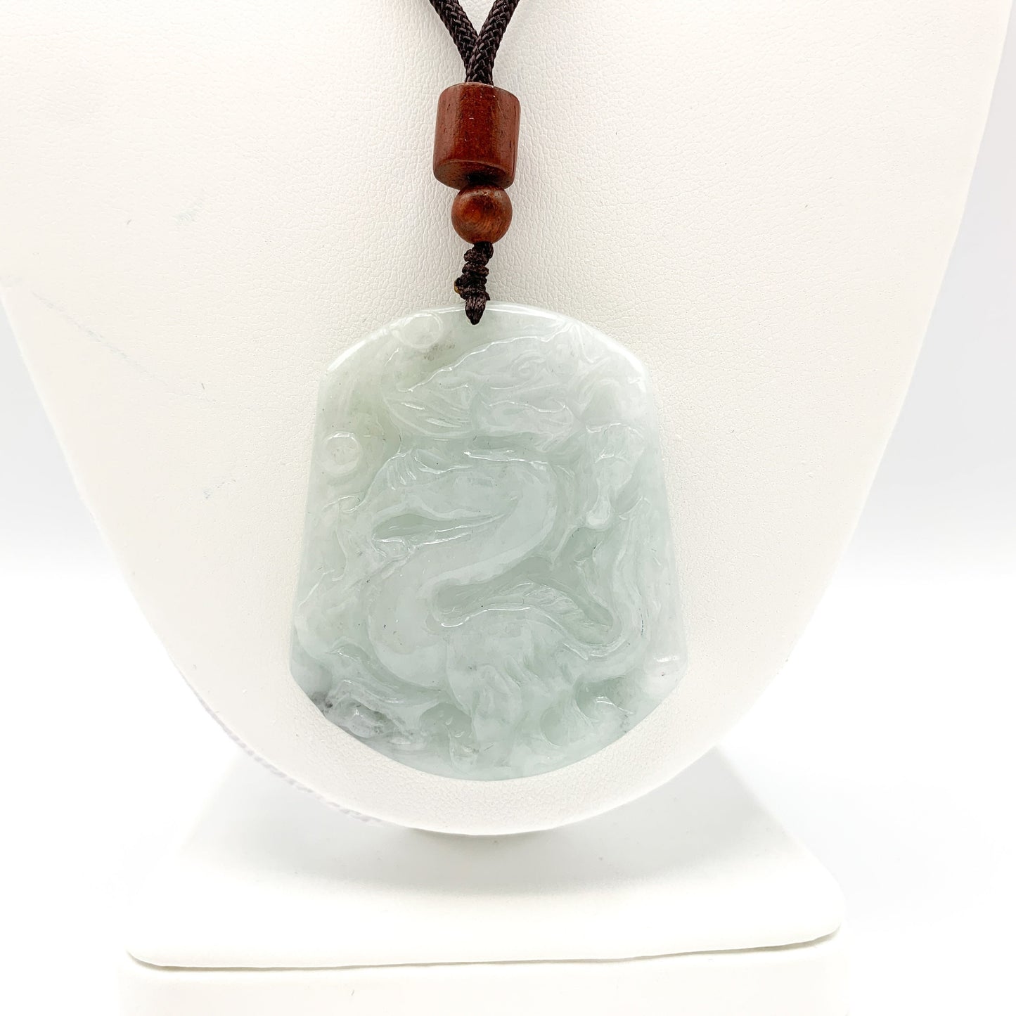 Jadeite Jade Dragon Chinese Zodiac Hand Carved Pendant Necklace, YJ-0321-0463677 - AriaDesignCollection