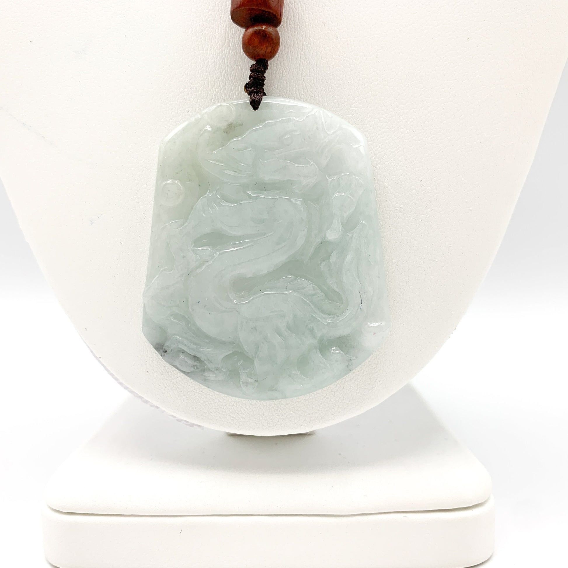 Jadeite Jade Dragon Chinese Zodiac Hand Carved Pendant Necklace, YJ-0321-0463677 - AriaDesignCollection