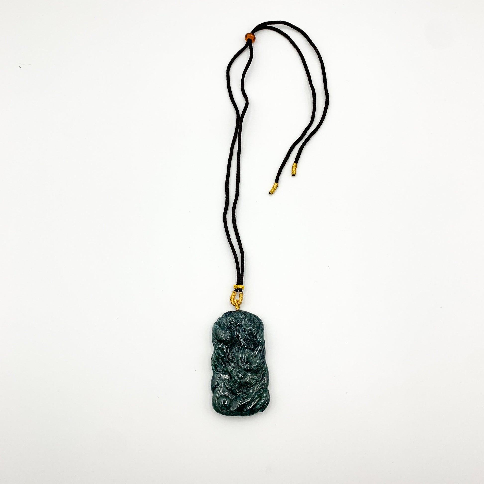Green Jadeite Jade Dragon Chinese Zodiac Hand Carved Pendant Necklace, YJ-0321-0360443 - AriaDesignCollection