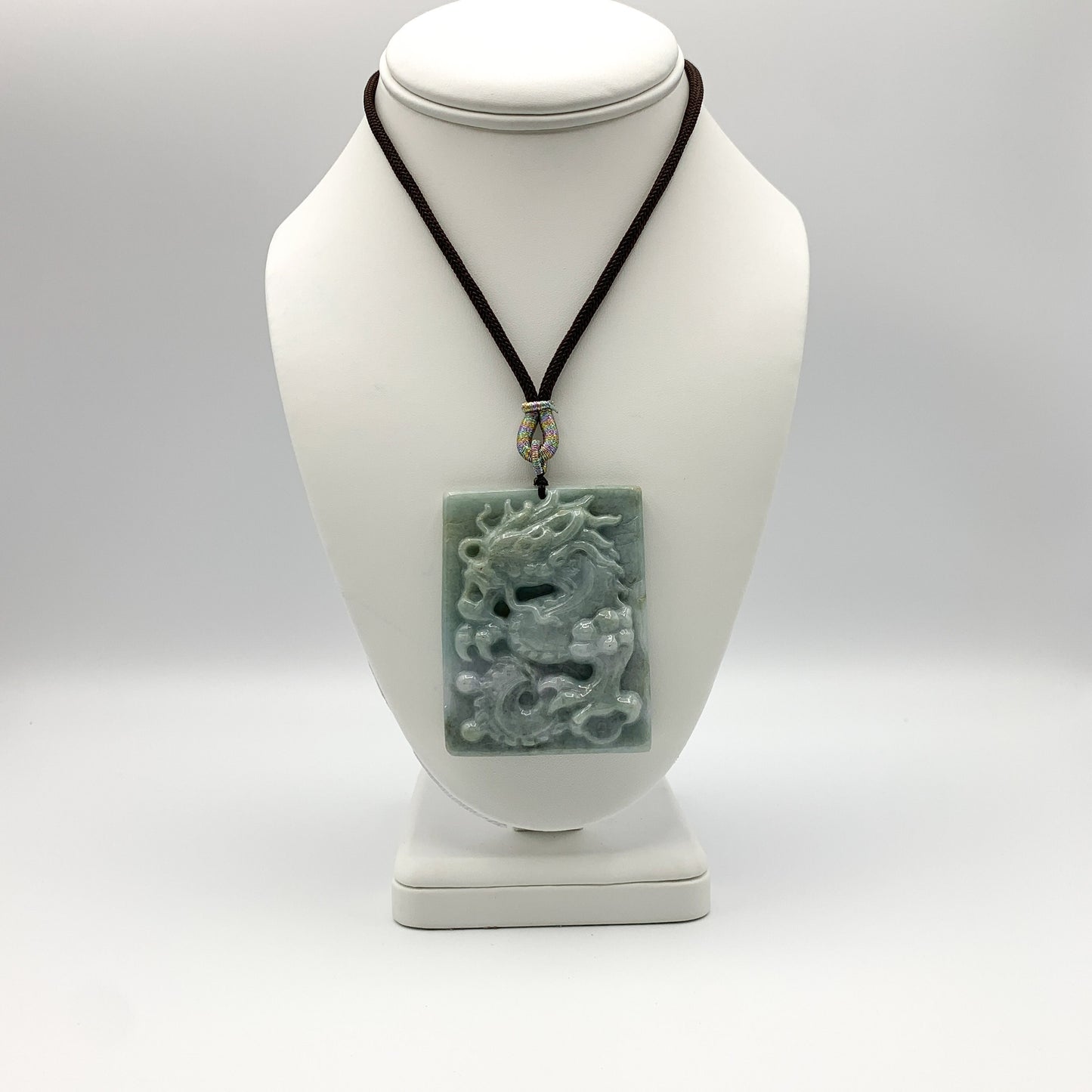 Large Jadeite Jade Dragon Chinese Zodiac Hand Carved Pendant Necklace, YJ-0321-0326620-1 - AriaDesignCollection