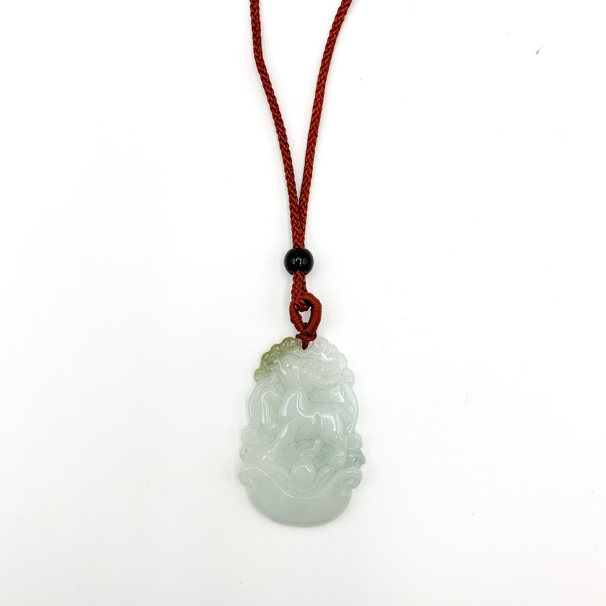 Jadeite Jade Sheep Goat Ram Chinese Zodiac Carved Pendant Necklace, YJ-0321-0328272-7 - AriaDesignCollection