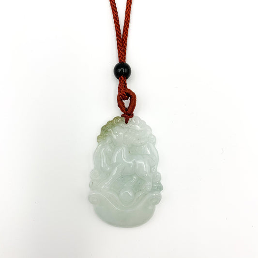 Jadeite Jade Sheep Goat Ram Chinese Zodiac Carved Pendant Necklace, YJ-0321-0328272-7 - AriaDesignCollection