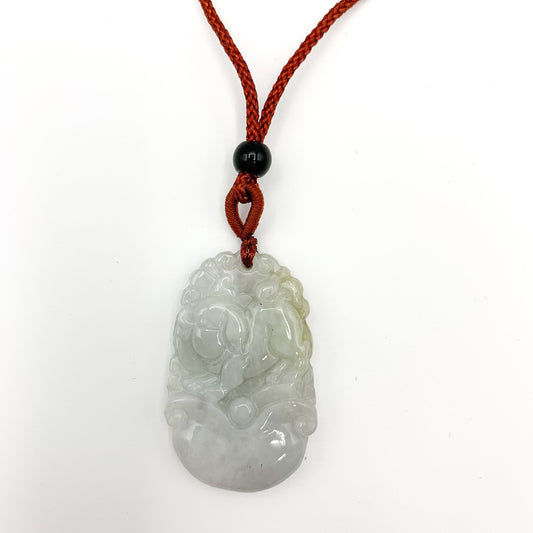 Jadeite Jade Pig Boar Chinese Zodiac Carved Pendant Necklace, YJ-0321-0328272-4 - AriaDesignCollection