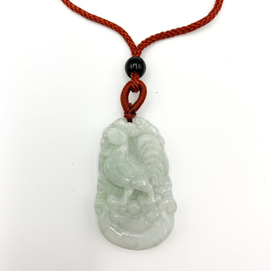Jadeite Jade Rooster Chicken Chinese Zodiac Carved Pendant Necklace, YJ-0321-0328272-2 - AriaDesignCollection