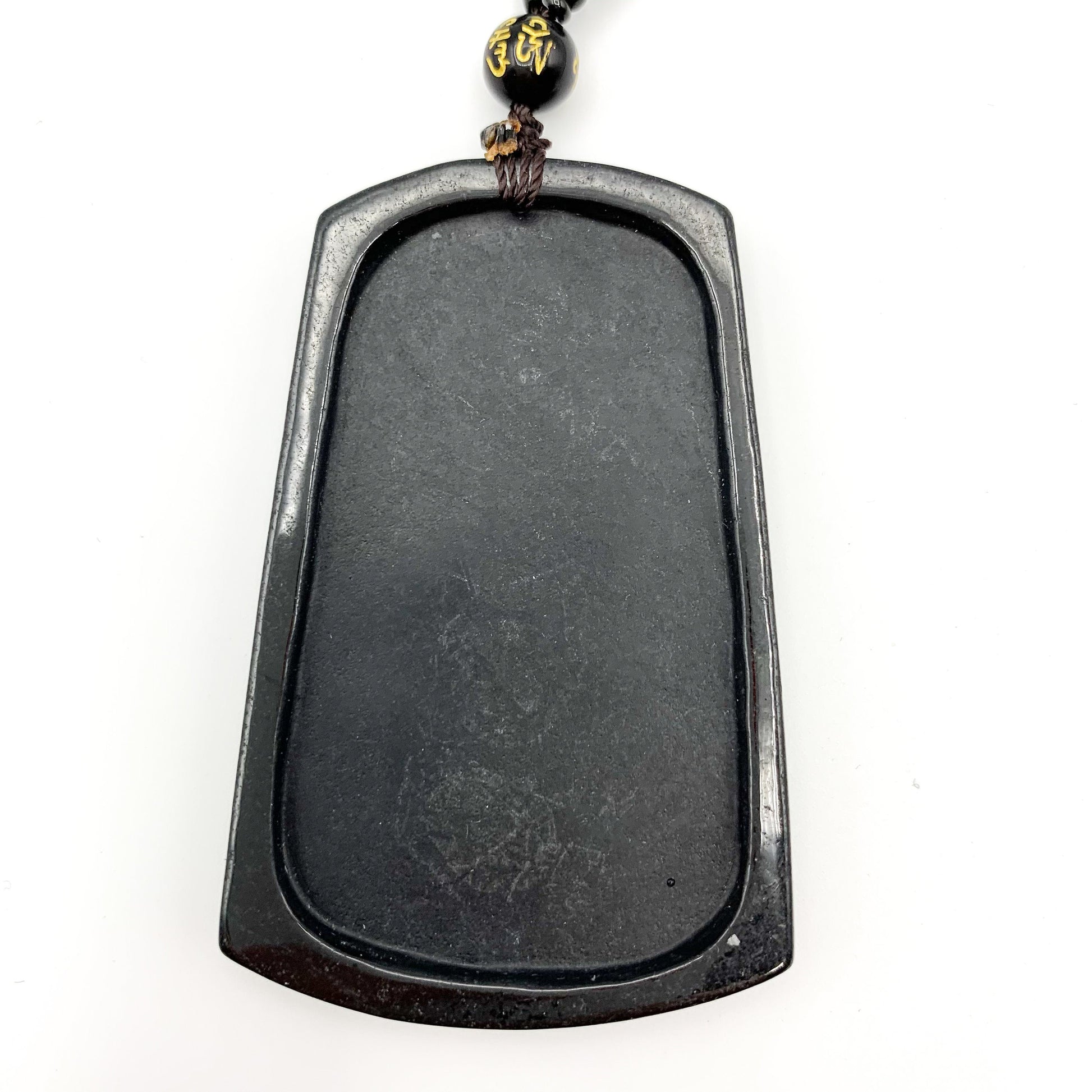 Black Jadeite Jade Omphacite Guan Yin Protected by Dragon Necklace, YJ-0321-0353949 - AriaDesignCollection