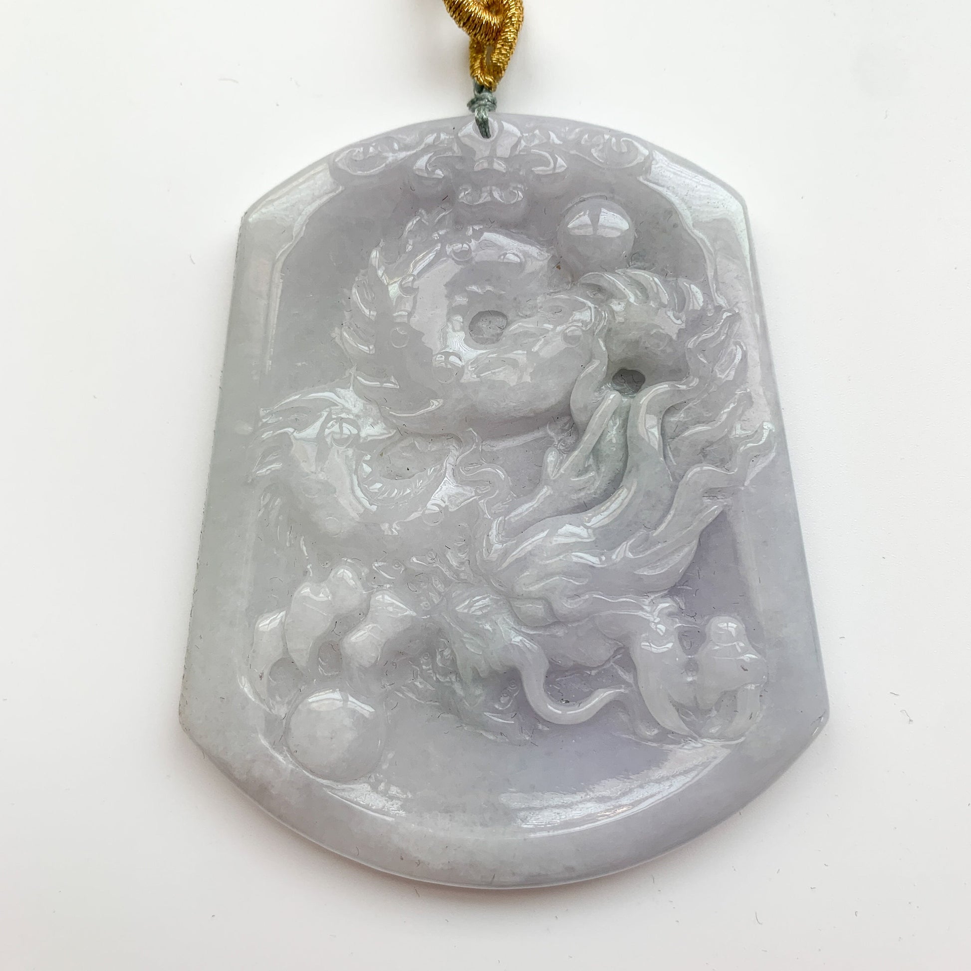 Very Large Jadeite Jade Dragon Zodiac Necklace, YJ-0321-0351438 - AriaDesignCollection