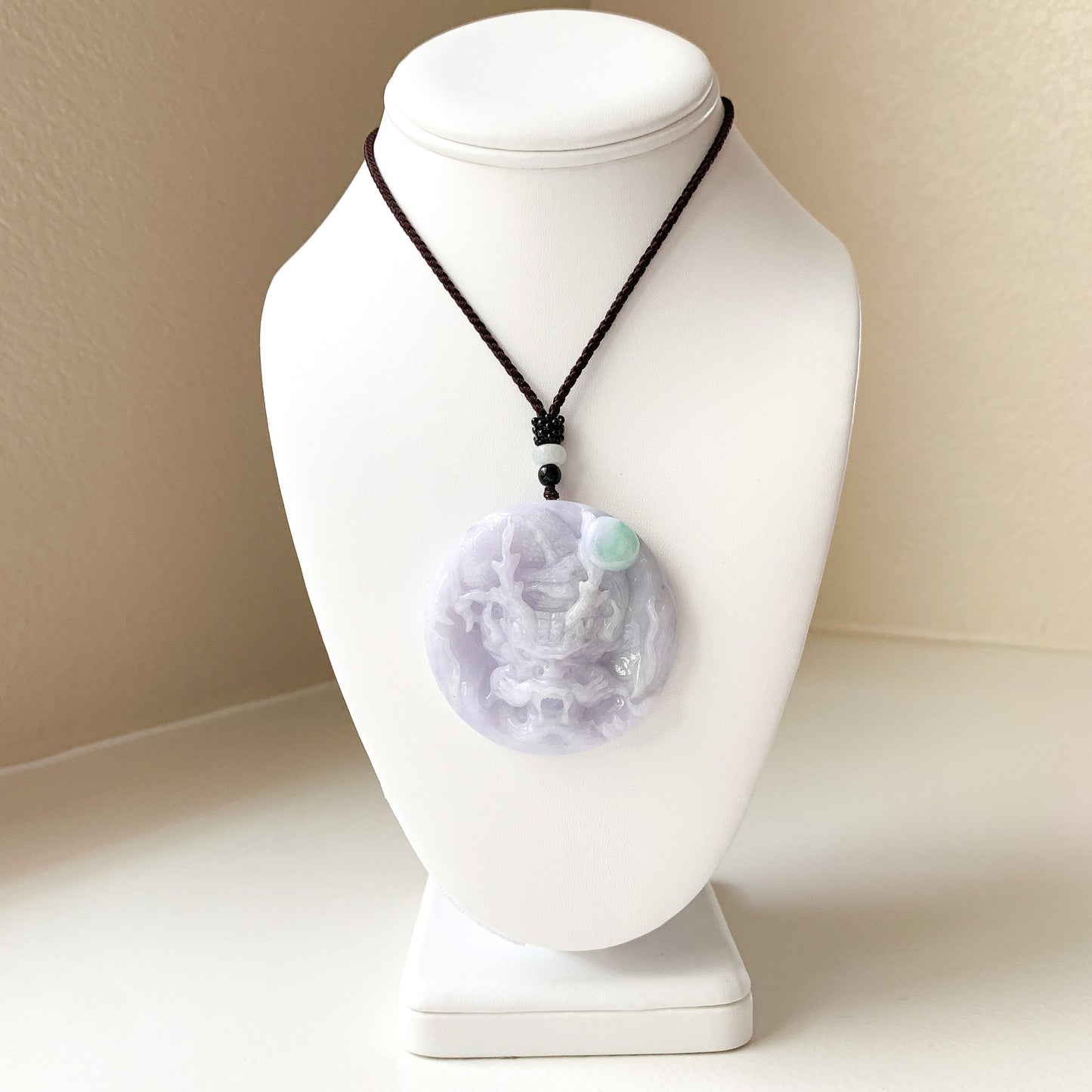 Purple Jadeite Jade Dragon Chinese Zodiac Hand Carved Pendant Necklace, YJ-0321-0332176 - AriaDesignCollection