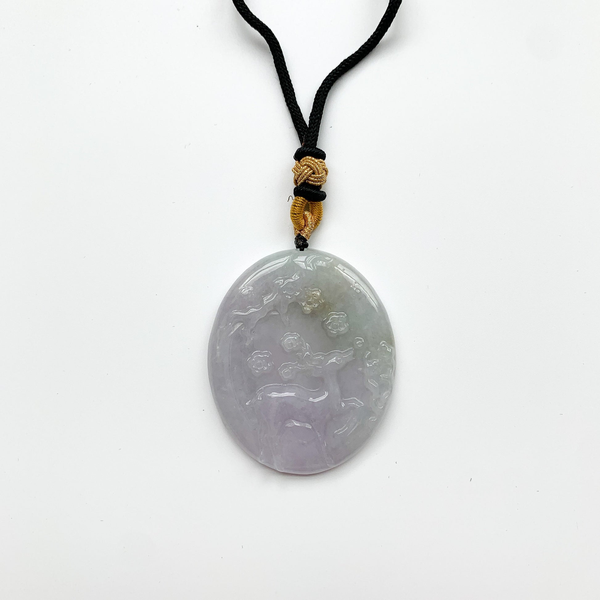 Jadeite Jade Deer in Forest Hand Carved Pendant Necklace, YJ-0321-0320242 - AriaDesignCollection