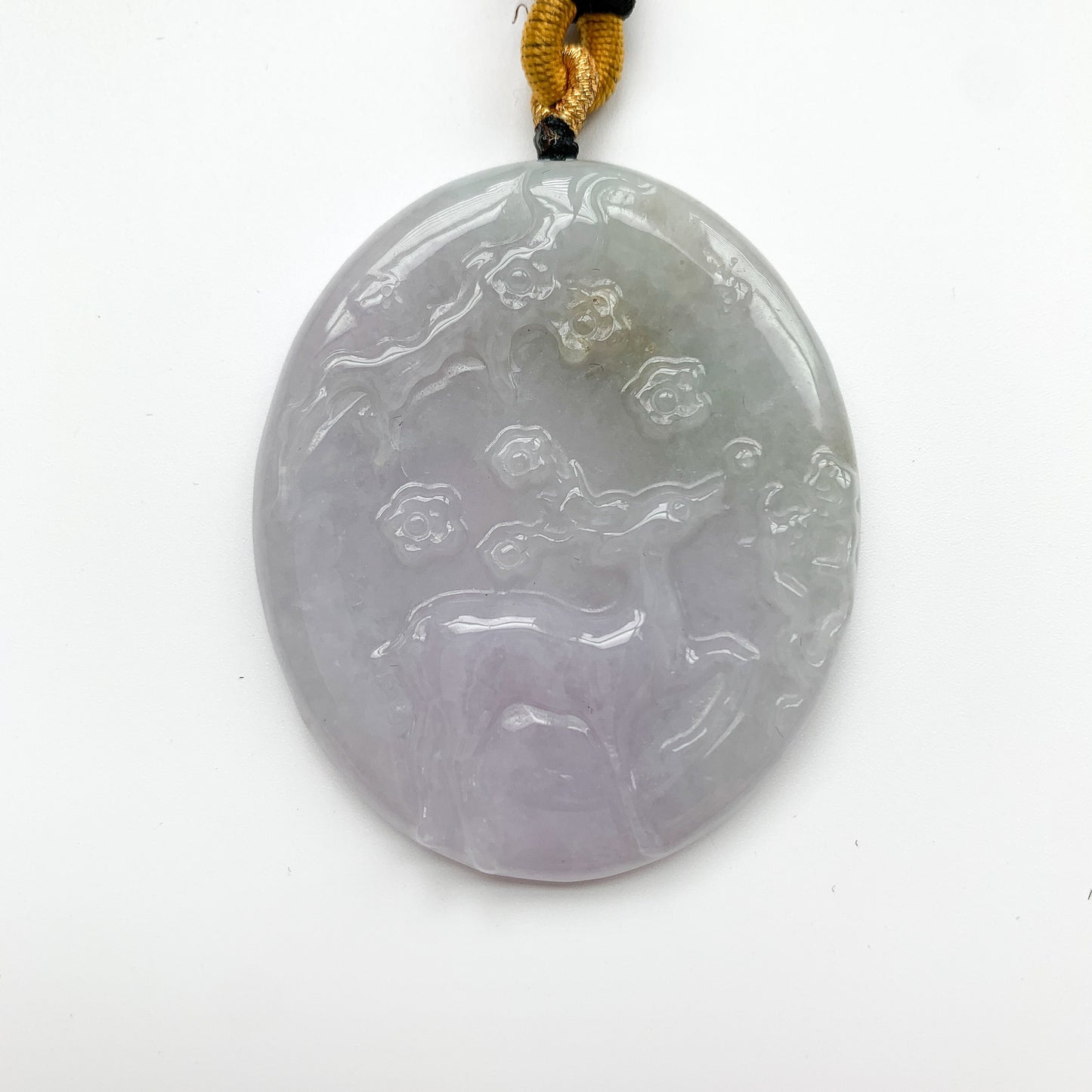Jadeite Jade Deer in Forest Hand Carved Pendant Necklace, YJ-0321-0320242 - AriaDesignCollection
