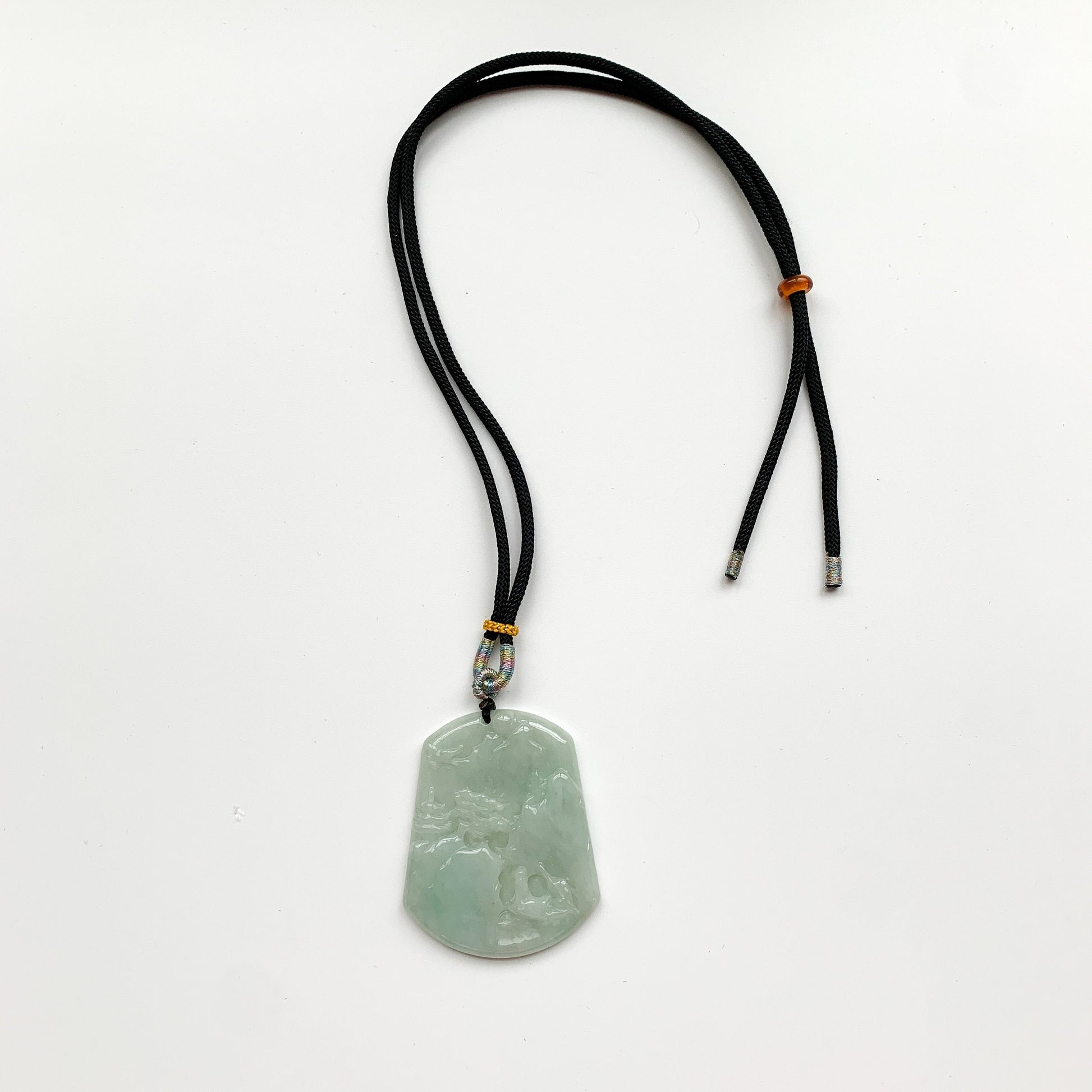 Jadeite Jade Landscape Mountain Forest River Scenery Hand Carved Pendant Necklace, YJ-0321-0318729 - AriaDesignCollection