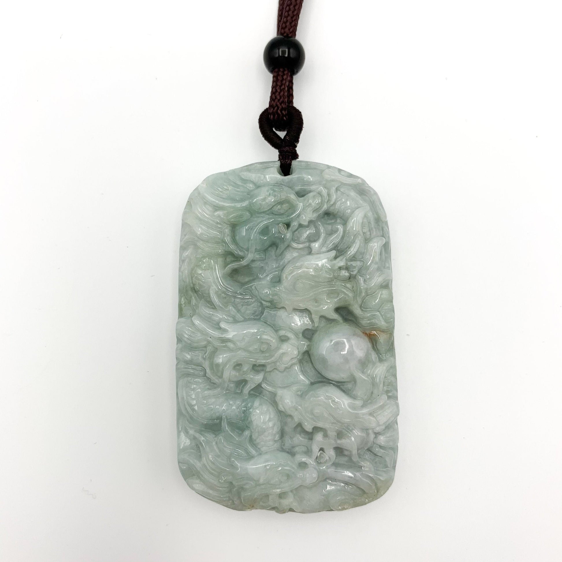 9 Dragon Jadeite Jade Chinese Zodiac Hand Carved Pendant Necklace, YJ-0321-0343576 - AriaDesignCollection