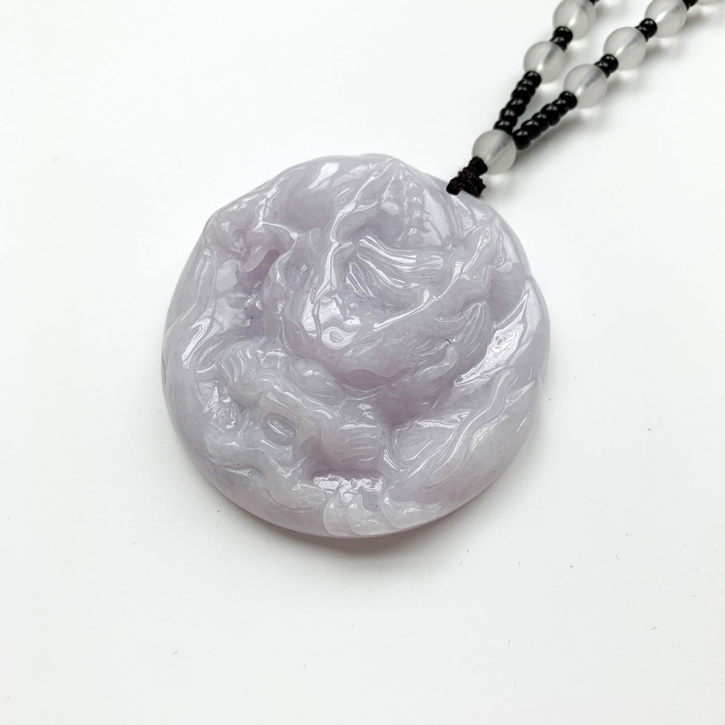 Purple Jadeite Jade Dragon Chinese Zodiac Hand Carved Pendant Necklace, YJ-0321-0345832 - AriaDesignCollection