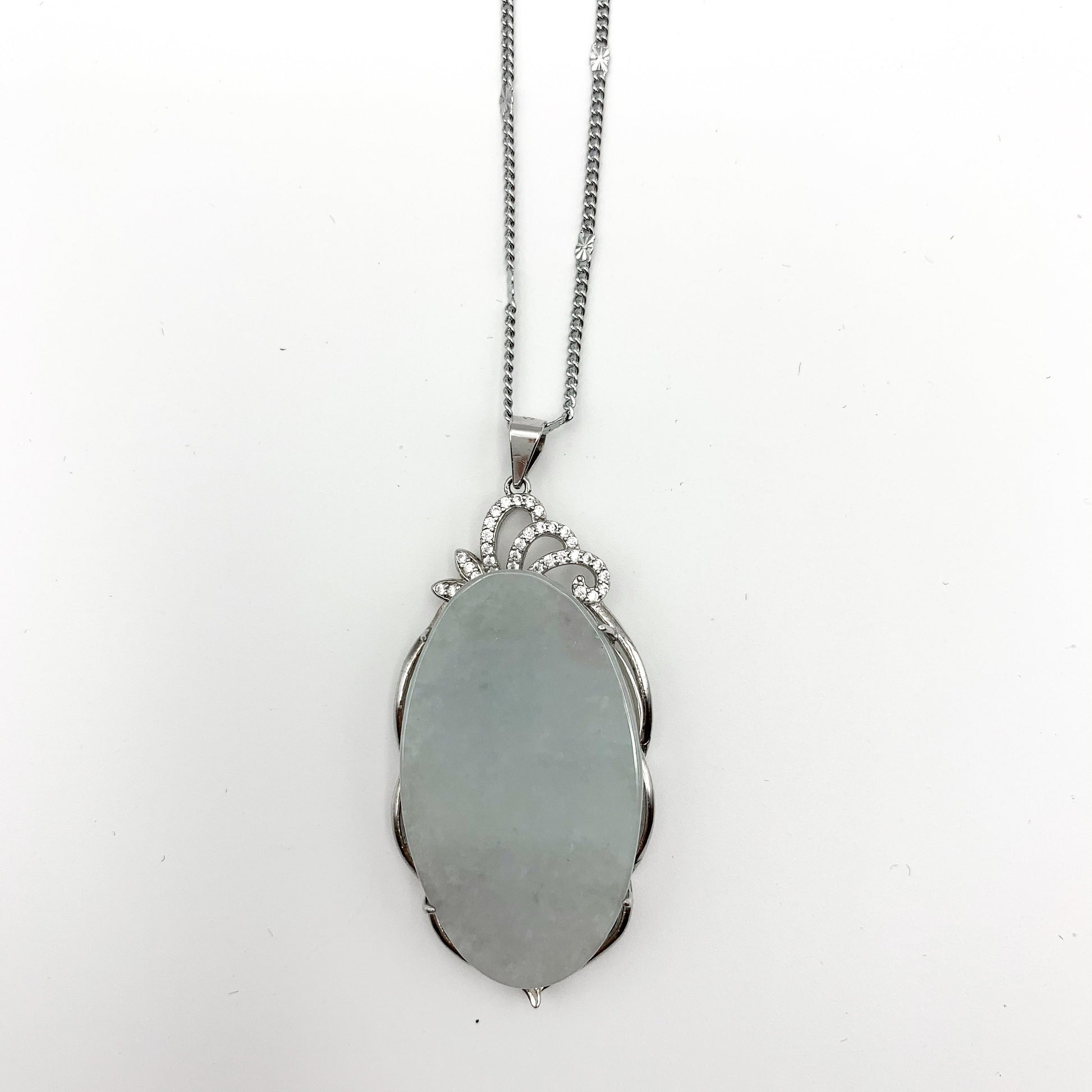 Jadeite Jade Minimalist Dainty Sterling Silver Necklace, YJ-0321-0466125 - AriaDesignCollection