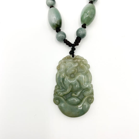 Jadeite Jade Dog Chinese Zodiac Carved Pendant Necklace, YW-0110-1646545270 - AriaDesignCollection