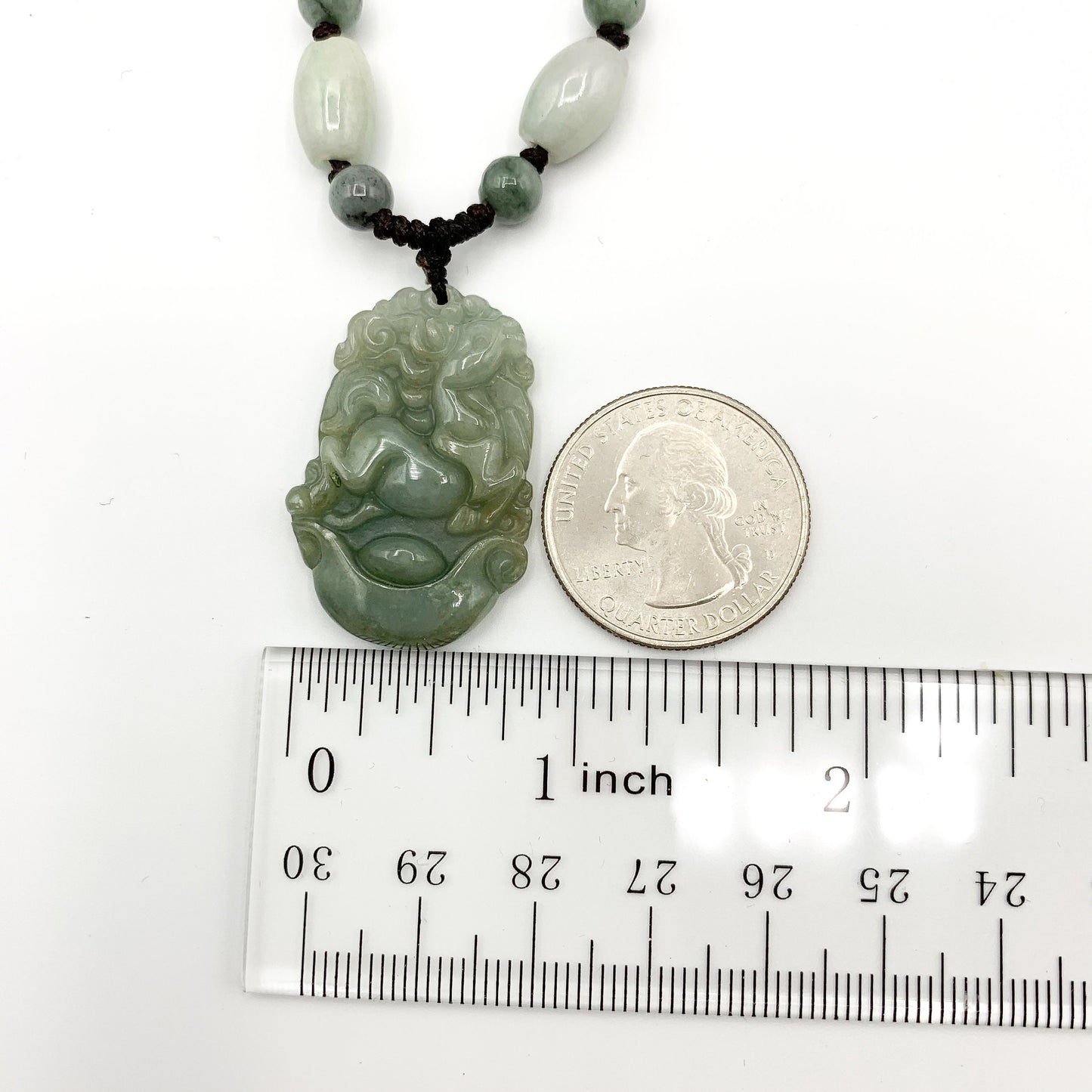 Horse Jadeite Chinese Zodiac Rustic Carved Pendant Necklace, YW-0110-1646545148 - AriaDesignCollection