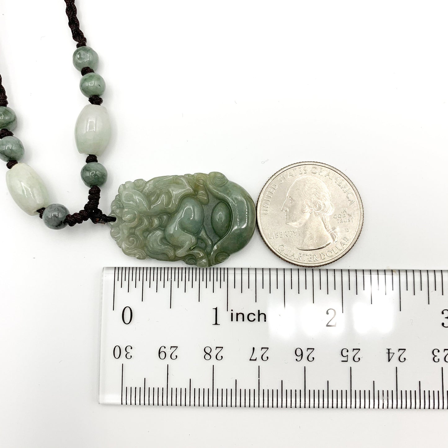 Horse Jadeite Chinese Zodiac Rustic Carved Pendant Necklace, YW-0110-1646545148 - AriaDesignCollection