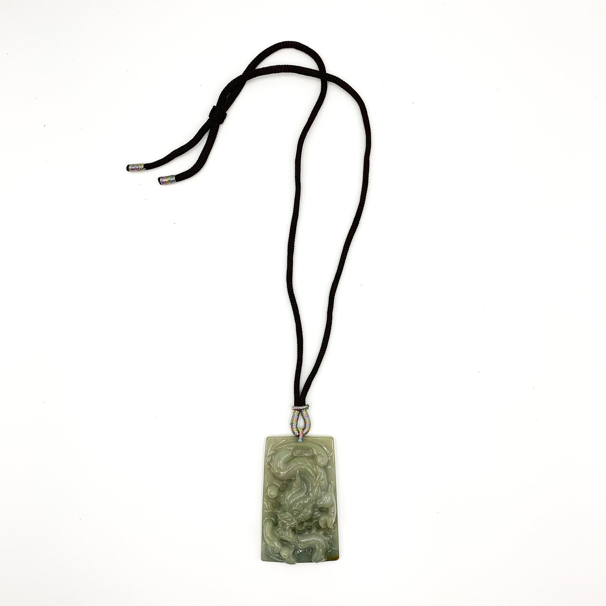 Jadeite Jade Dragon Chinese Zodiac Hand Carved Pendant Necklace, YJ-0321-0463702 - AriaDesignCollection