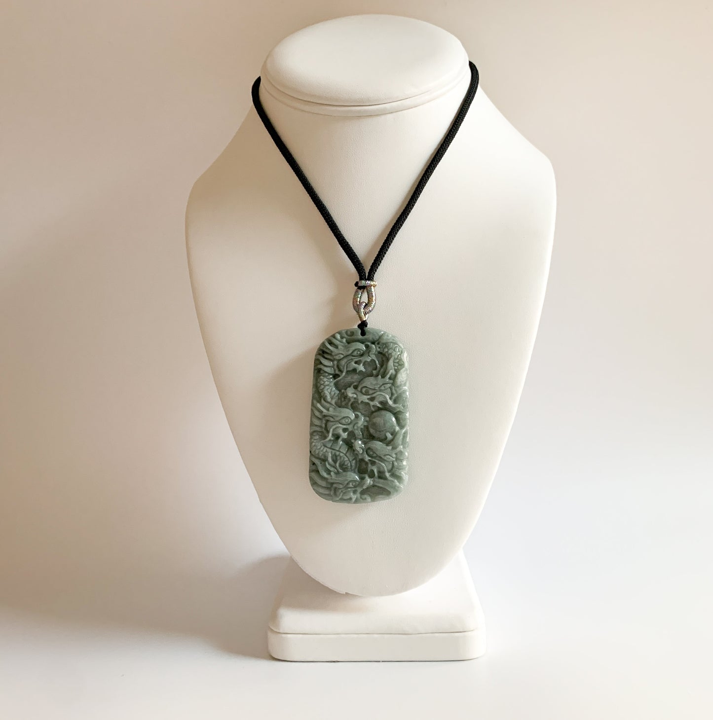 9 Dragon Jadeite Jade Chinese Zodiac Hand Carved Pendant Necklace, YJ-0321-0337442-1 - AriaDesignCollection
